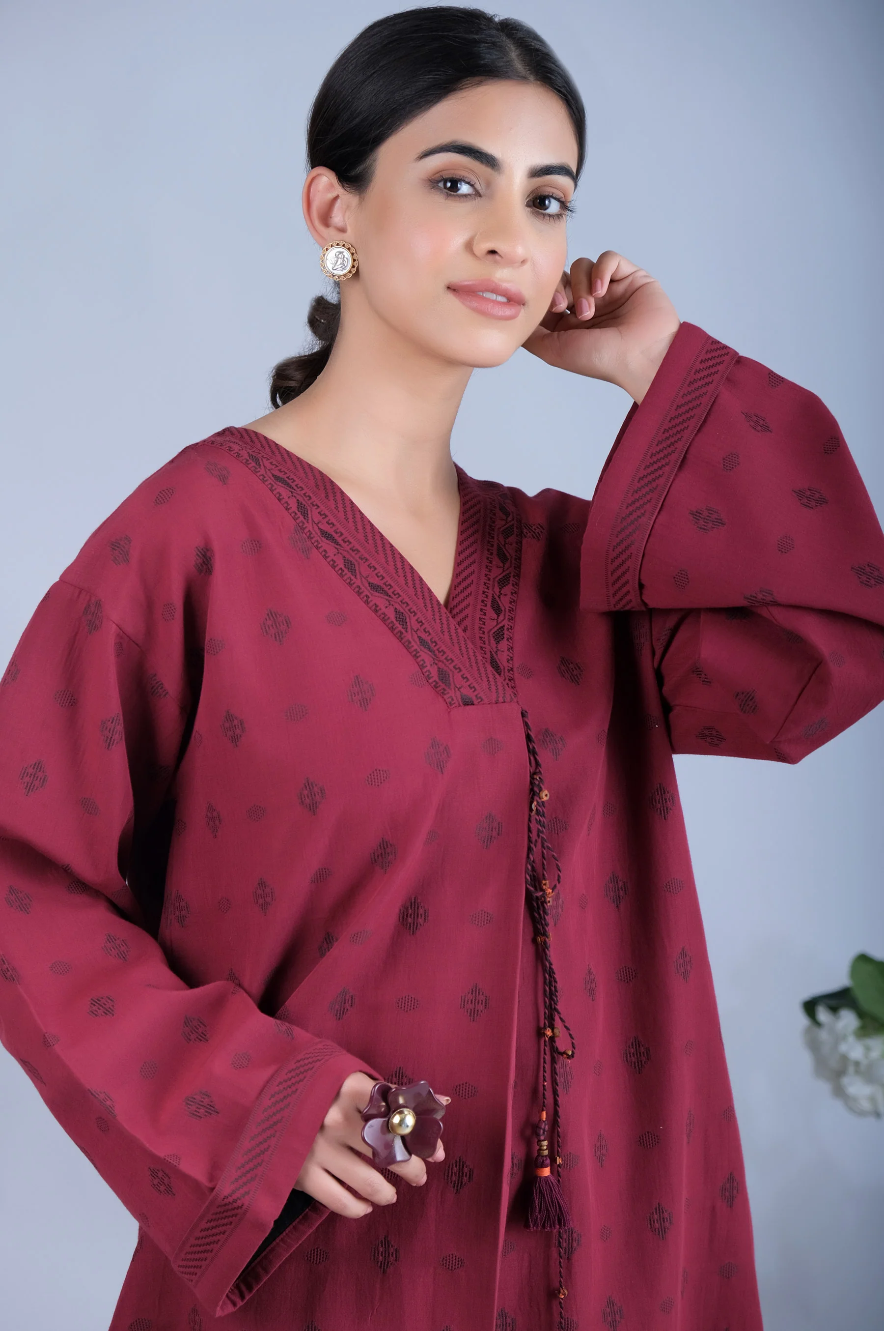 Stitched 1 Piece Jacquard Shirt - Image 2