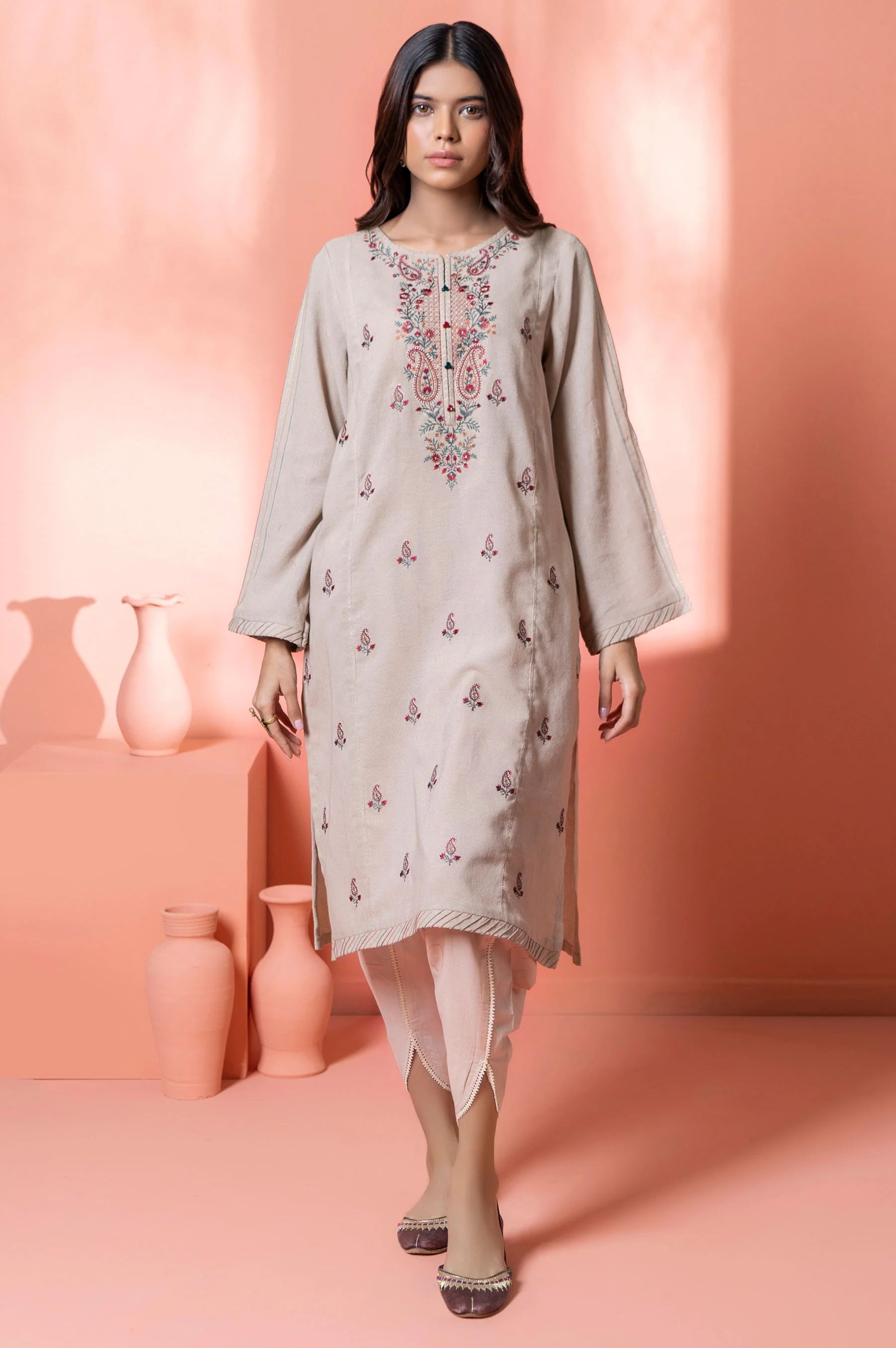 Stitched 1 Piece Embroidered Karandi Shirt