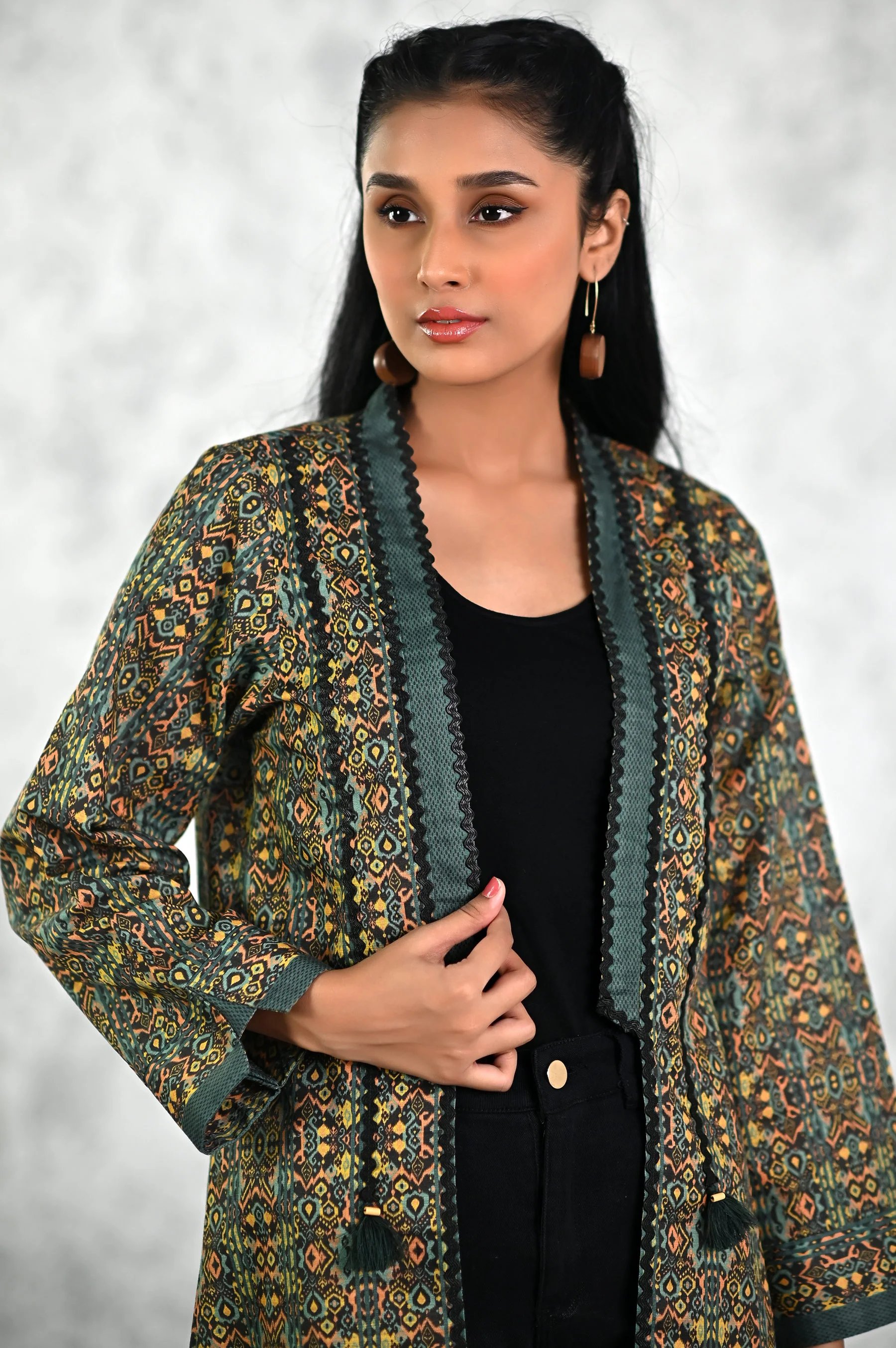 Stitched 1 Piece Printed Khaddar Jacket - Image 4