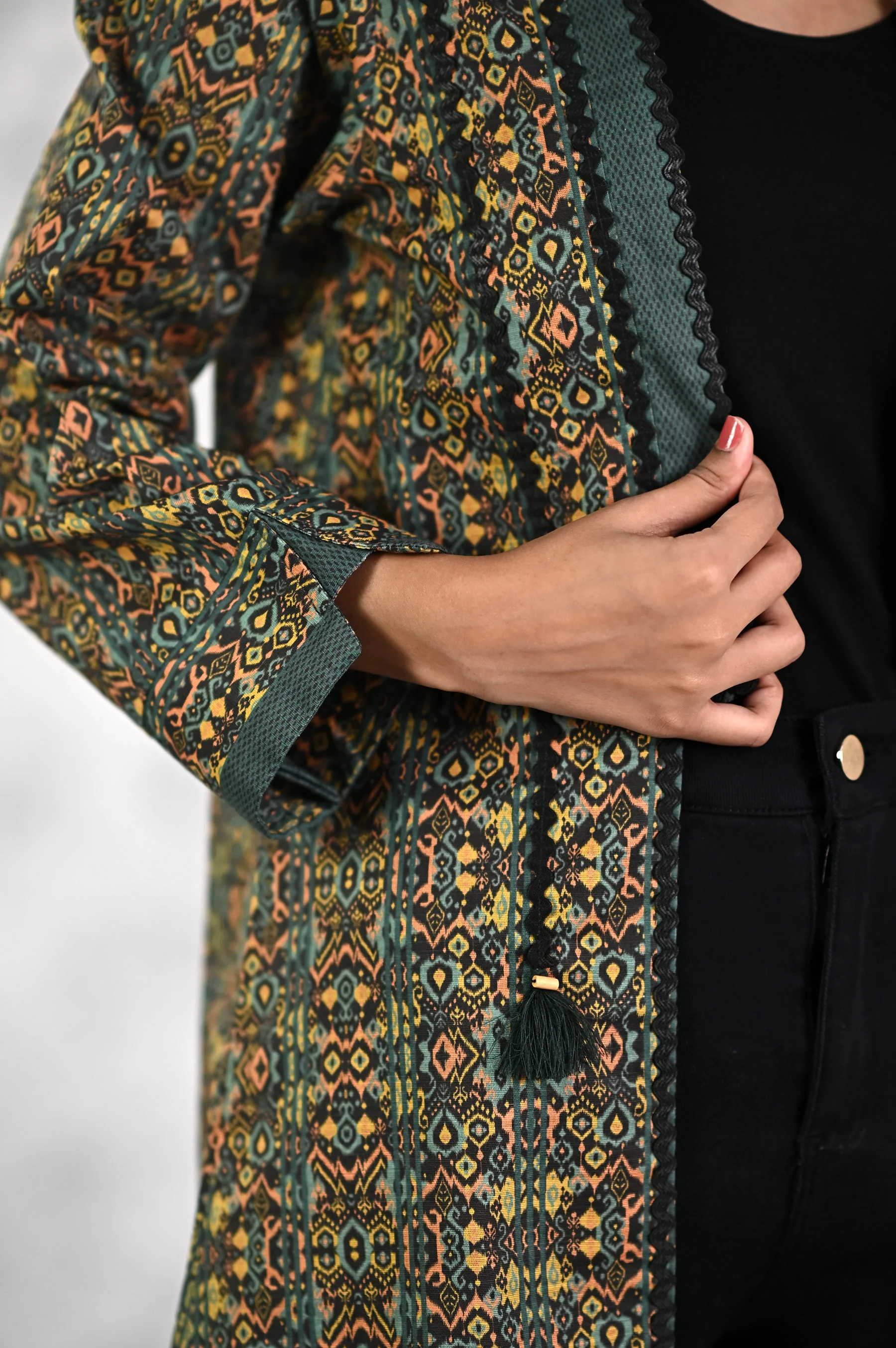 Stitched 1 Piece Printed Khaddar Jacket - Image 5