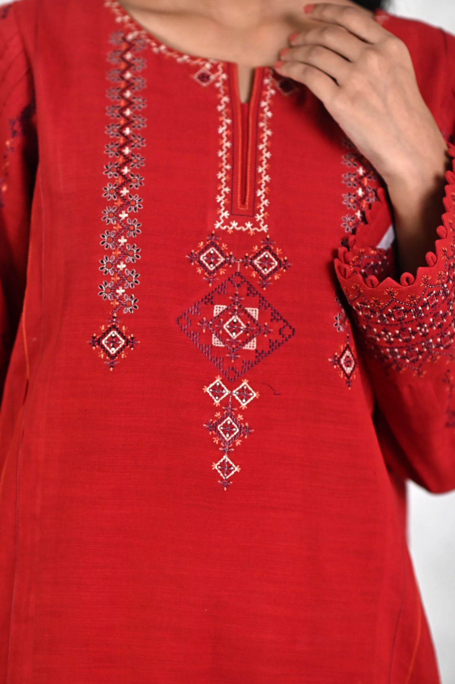 Stitched 1 Piece Embroidered Khaddar Shirt - Image 4