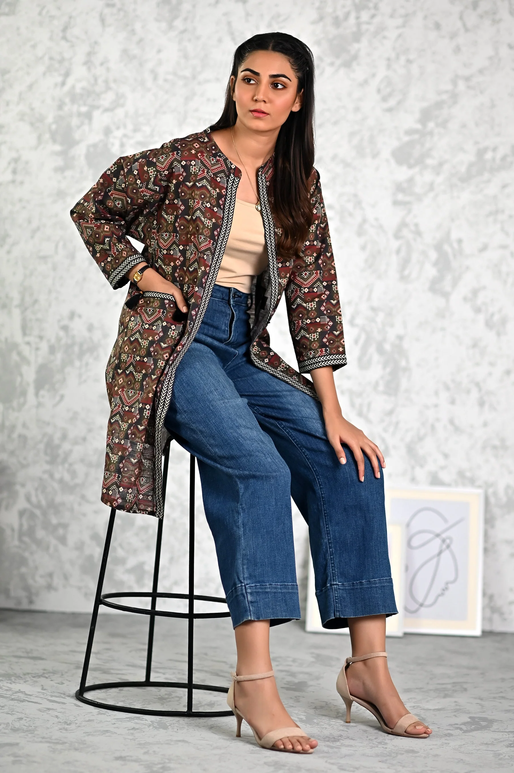 Stitched 1 Piece Printed Khadder Jacket - Image 3
