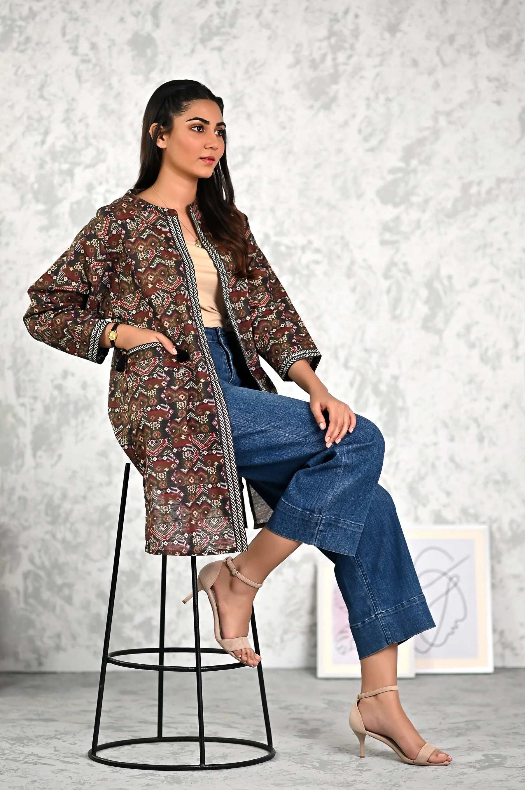 Stitched 1 Piece Printed Khadder Jacket - Image 4