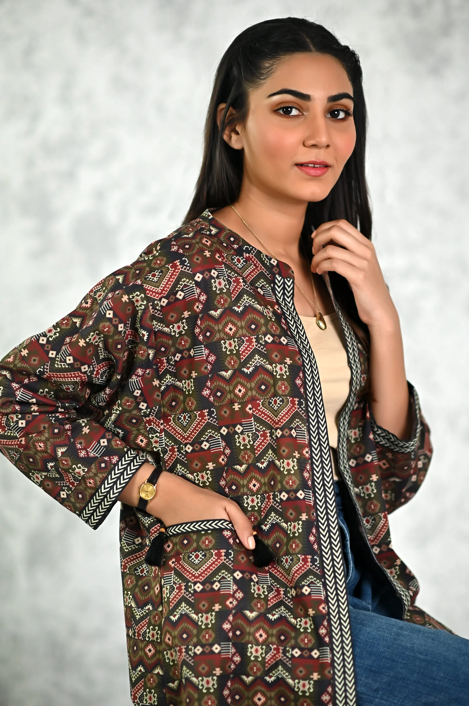 Stitched 1 Piece Printed Khadder Jacket - Image 5