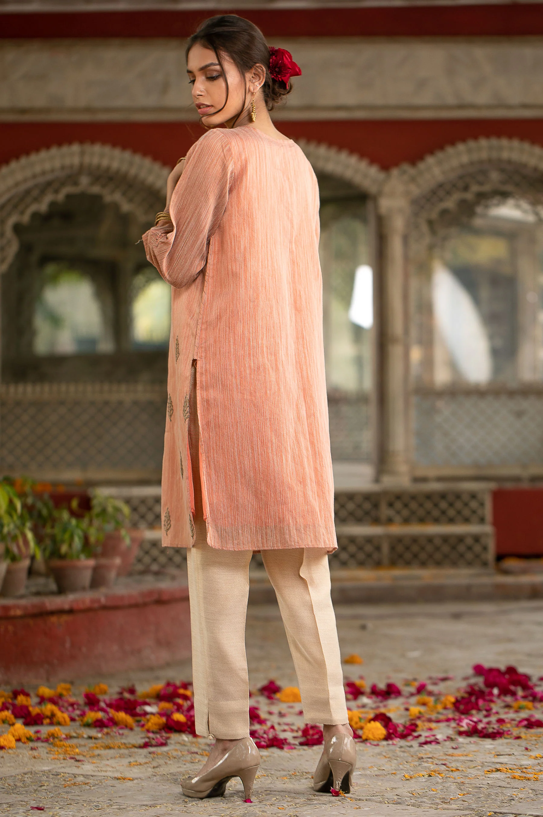 Stitched 1 Piece Khaddi Net Embroidered Shirt - Image 2