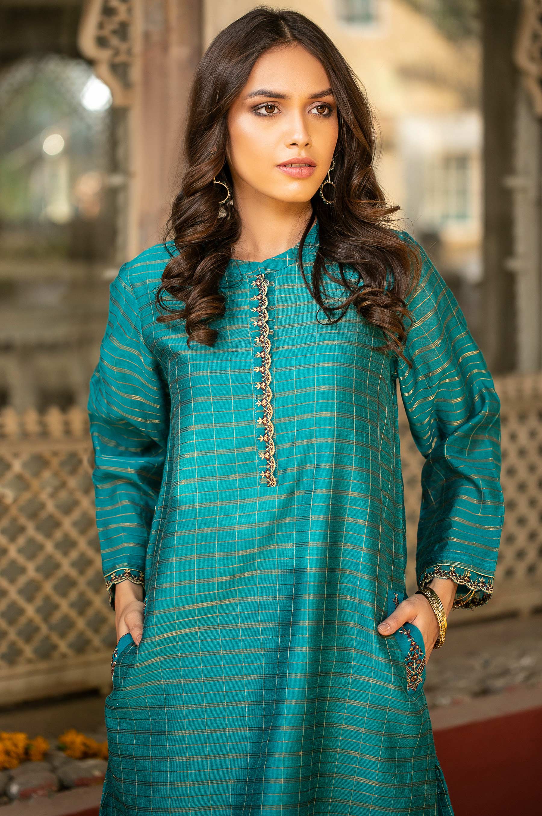 Stitched 1 Piece Khaddi Net Embroidered Shirt - Image 4