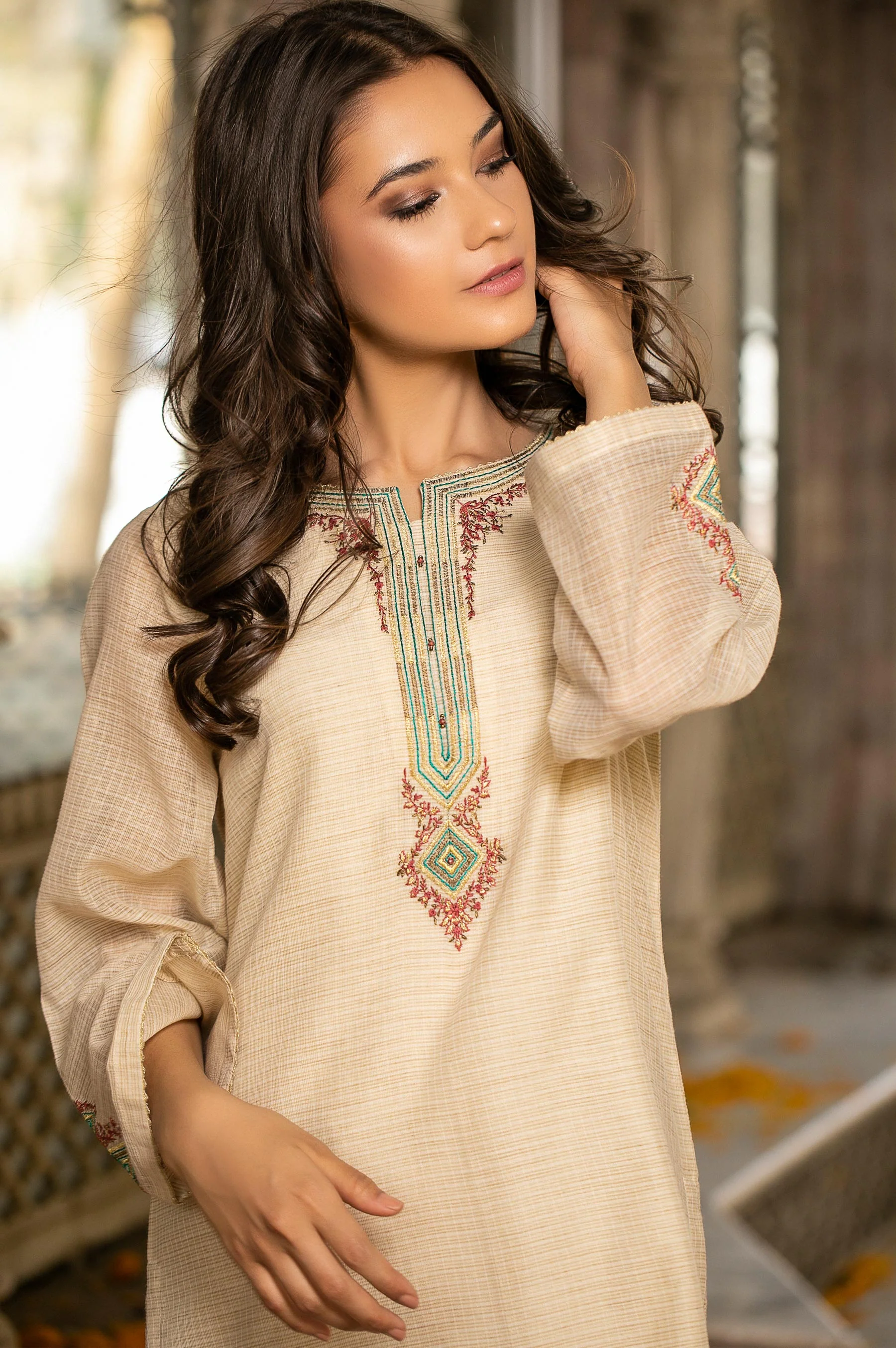 Stitched 1 Piece Khaddi Net Embroidered Shirt - Image 3