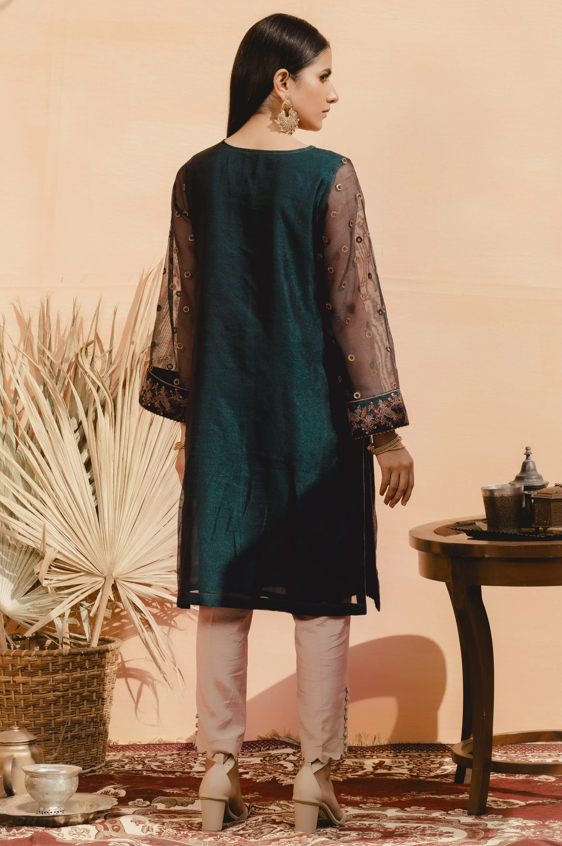 Stitched 1 Piece Khaddi Net Embroidered Shirt - Image 2