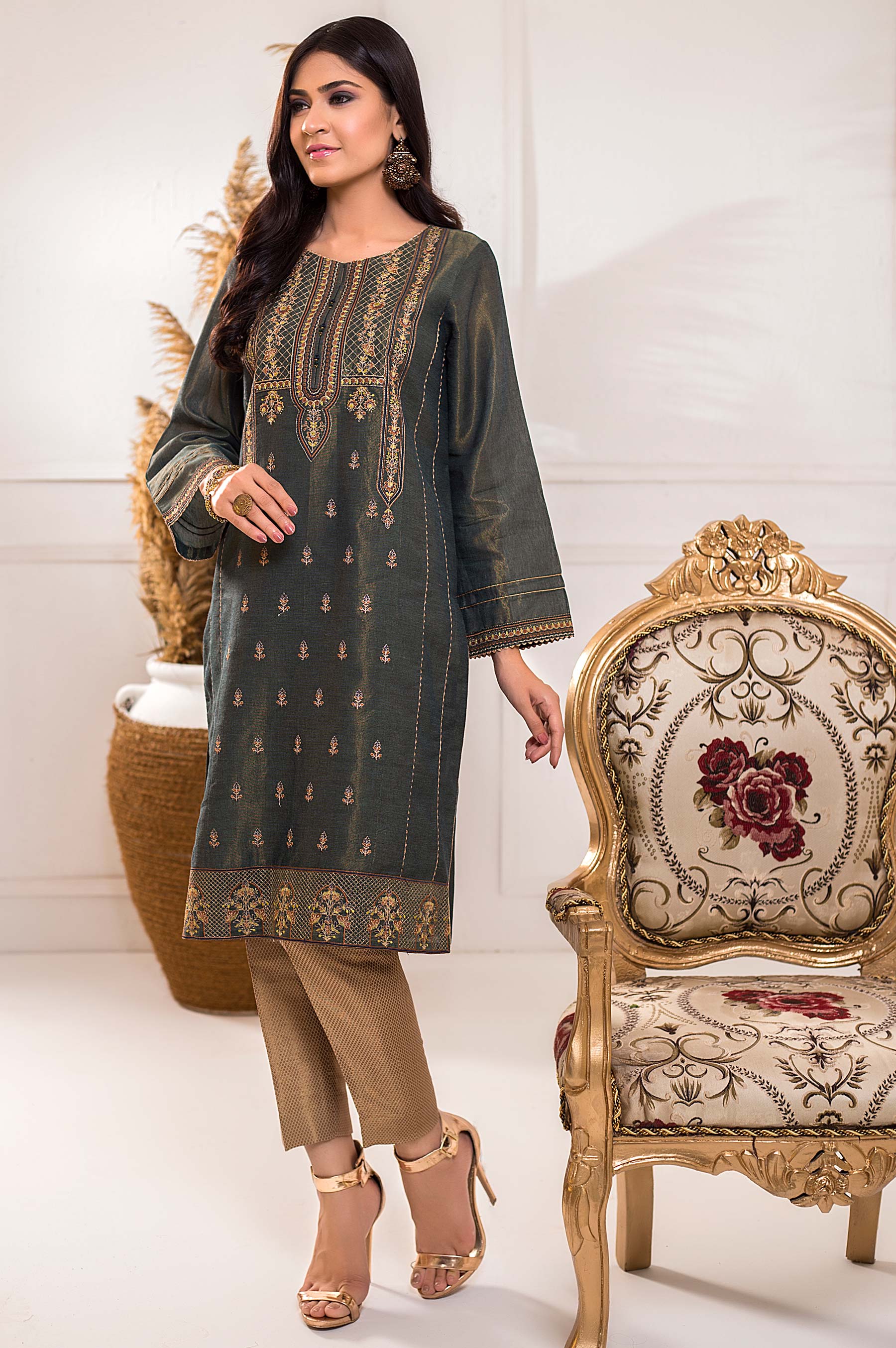 Stitched 1 Piece Mysuri Embroidered Shirt - Image 3