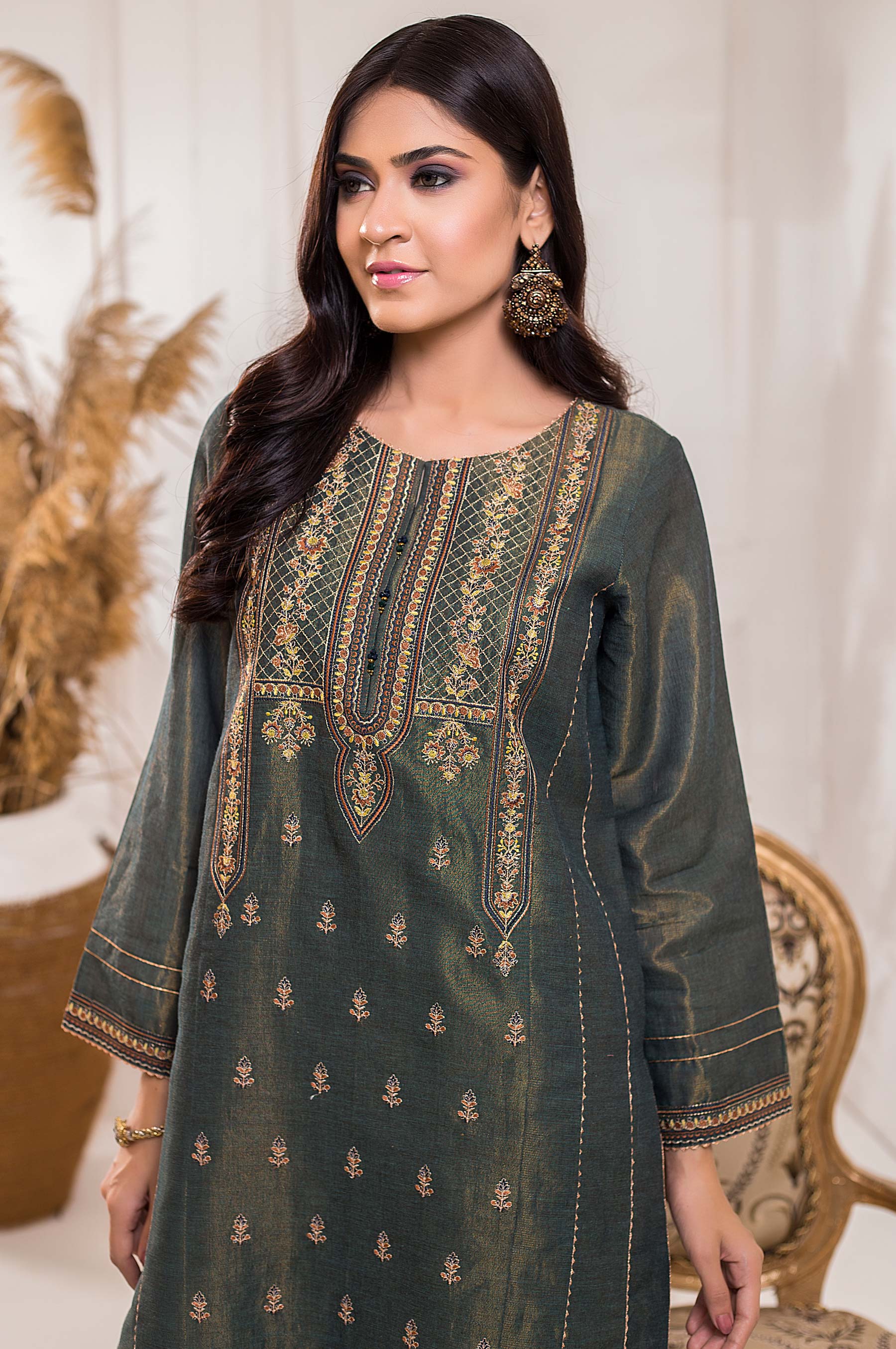 Stitched 1 Piece Mysuri Embroidered Shirt - Image 4