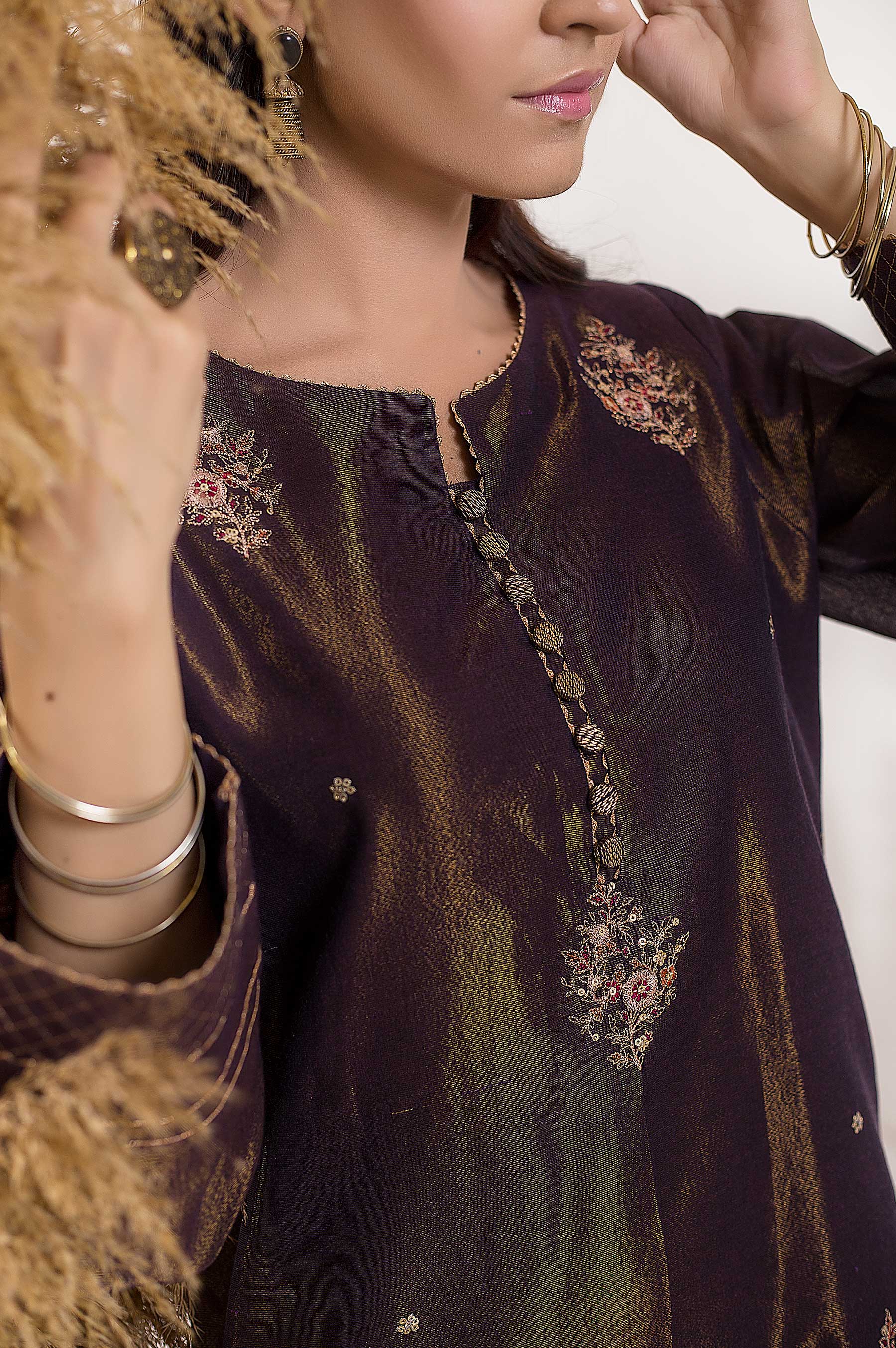 Stitched 1 Piece Mysuri Embroidered Shirt - Image 5