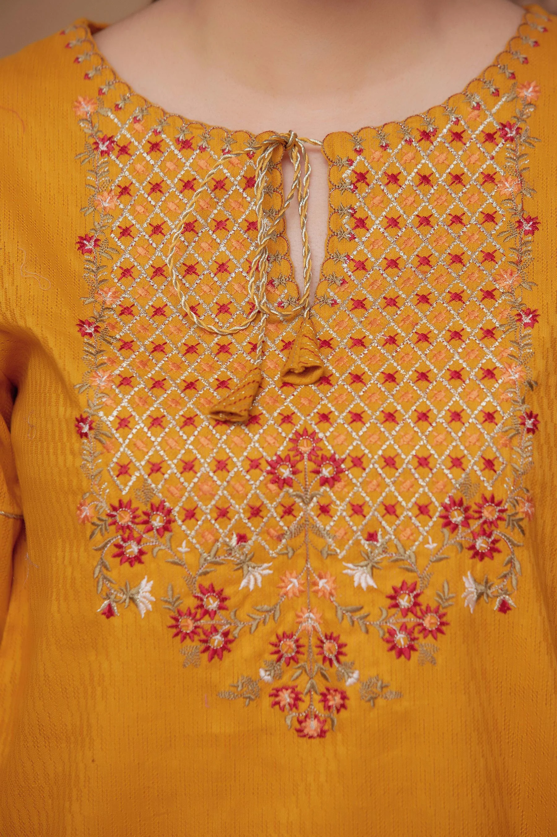 Stitched 1 Piece Embroidered Needle Chikan Top - Image 5