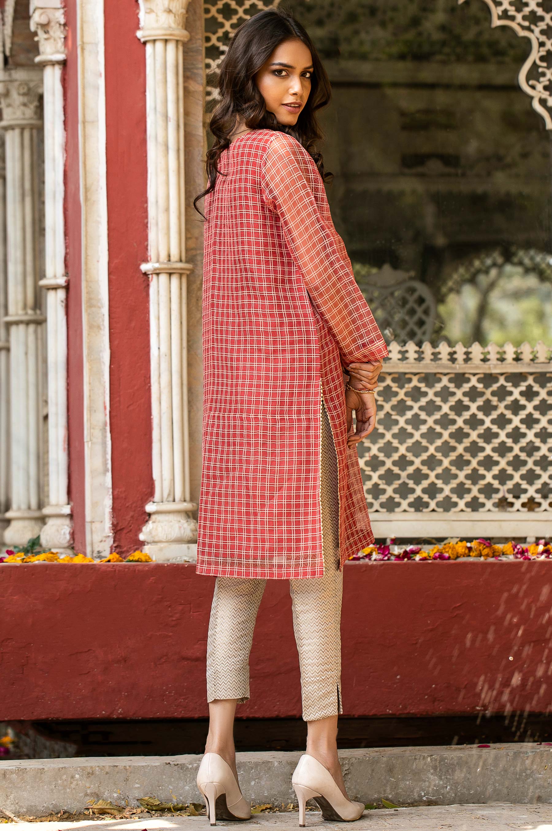 Stitched 1 Piece Organza Embroidered Shirt - Image 2