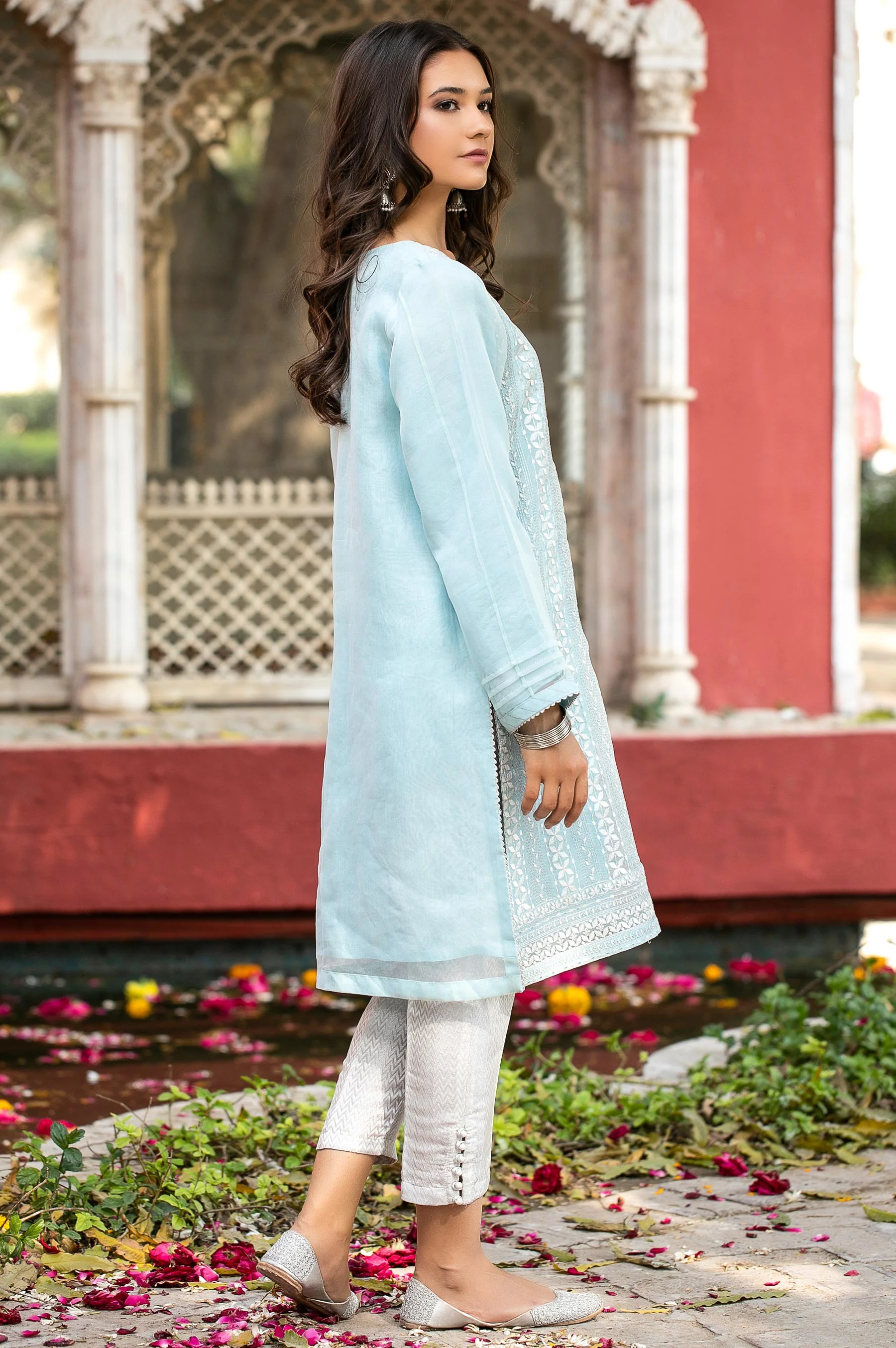 Stitched 1 Piece Organza Embroidered Shirt - Image 2