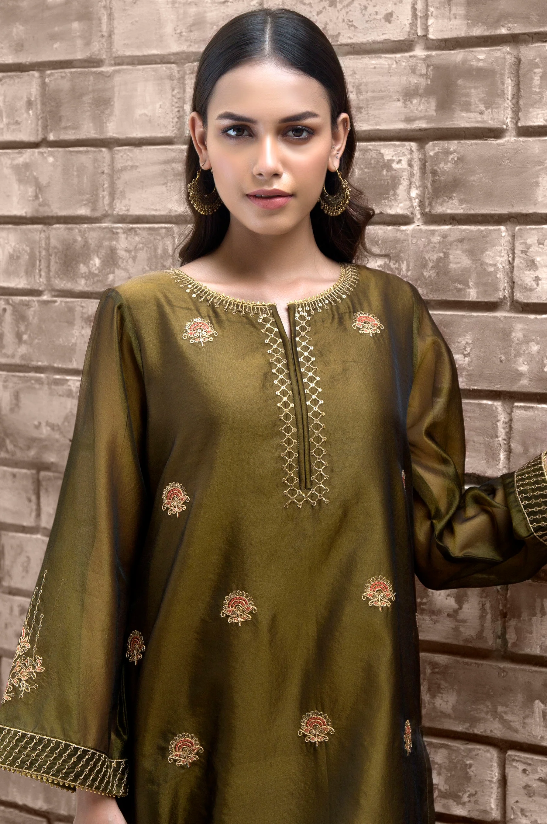 Stitched 1 Piece Organza Embroidered Suit - Image 2