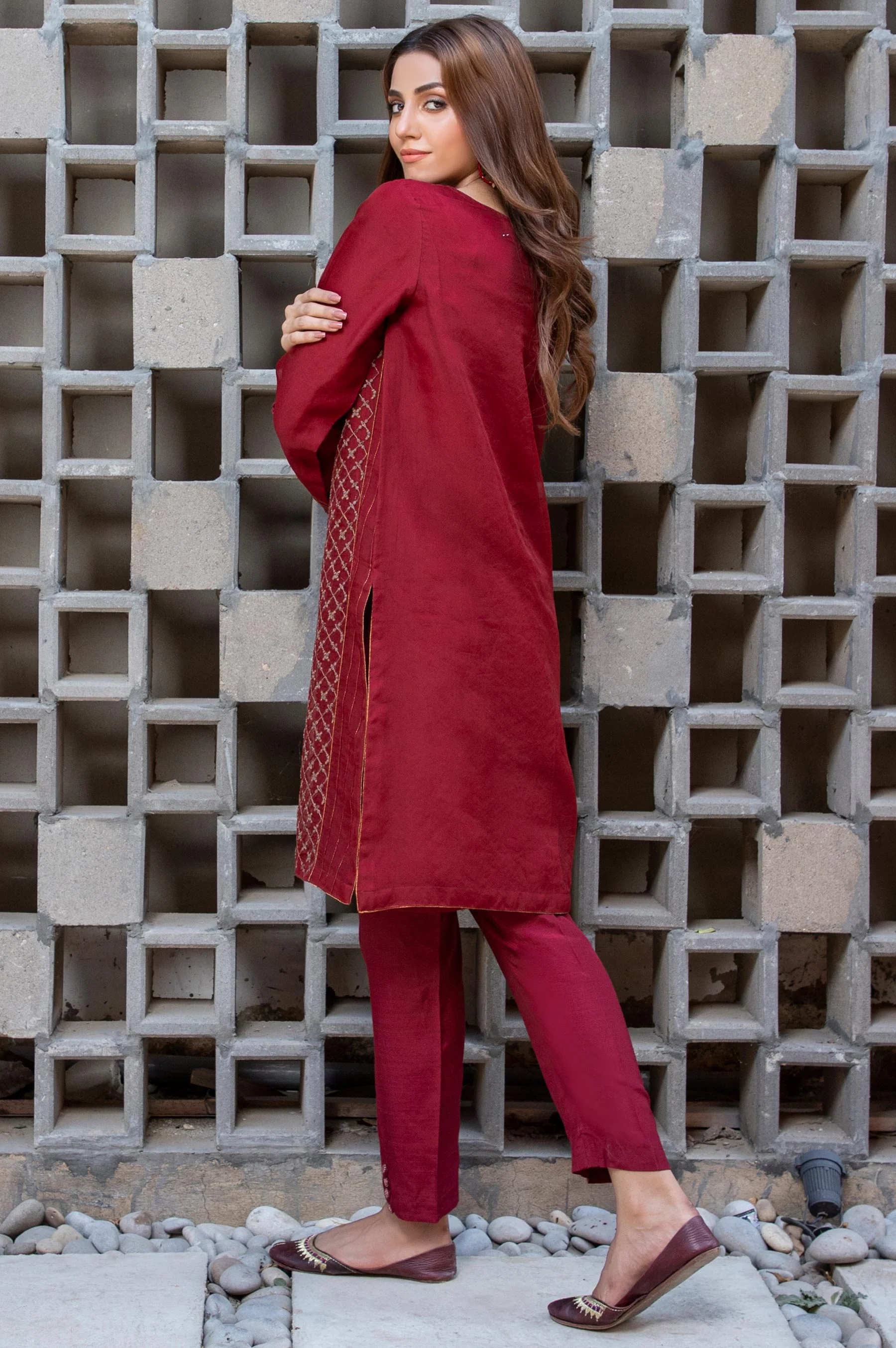 Stitched 1 Piece Organza Embroidered Shirt - Image 2