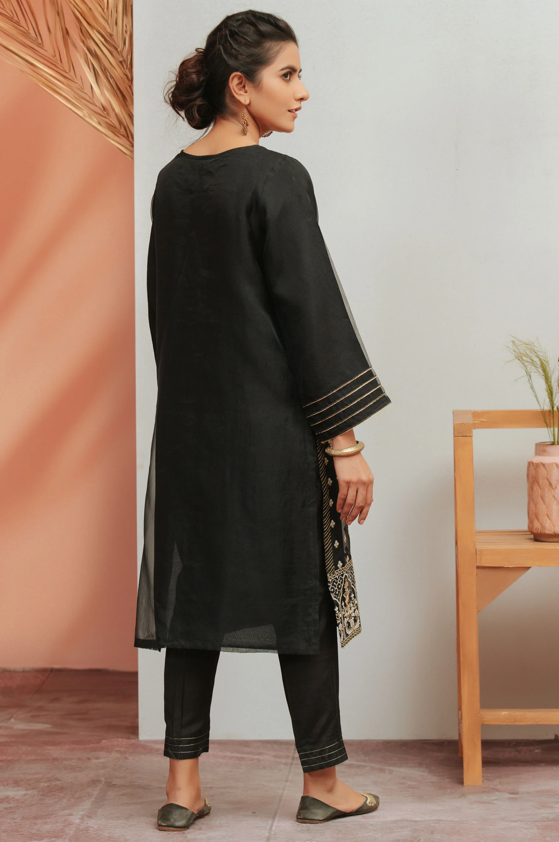 Stitched 1 Piece Organza Embroidered Shirt - Image 4