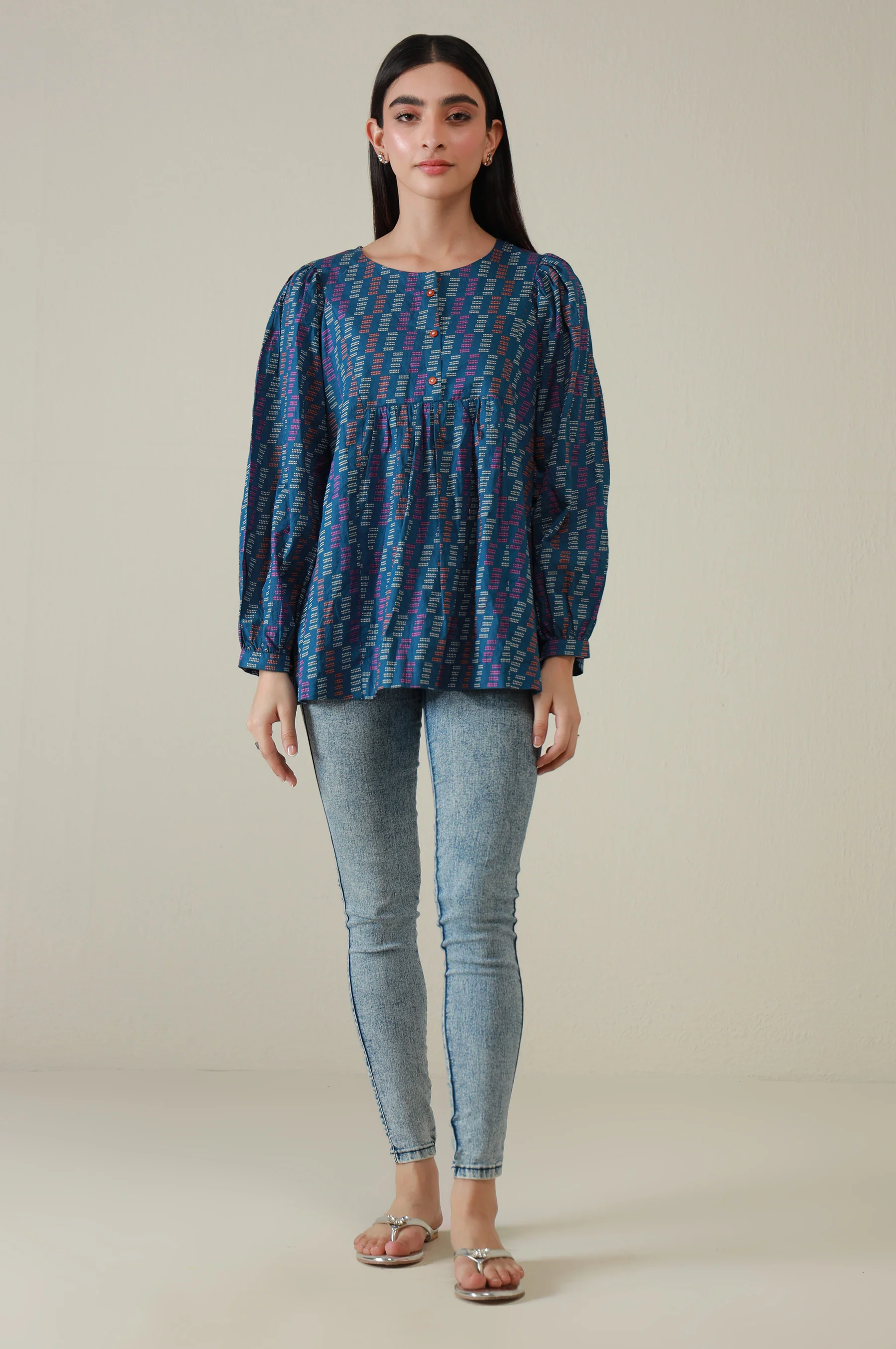 Stitched 1 Piece Stylized Printed Cambric Top