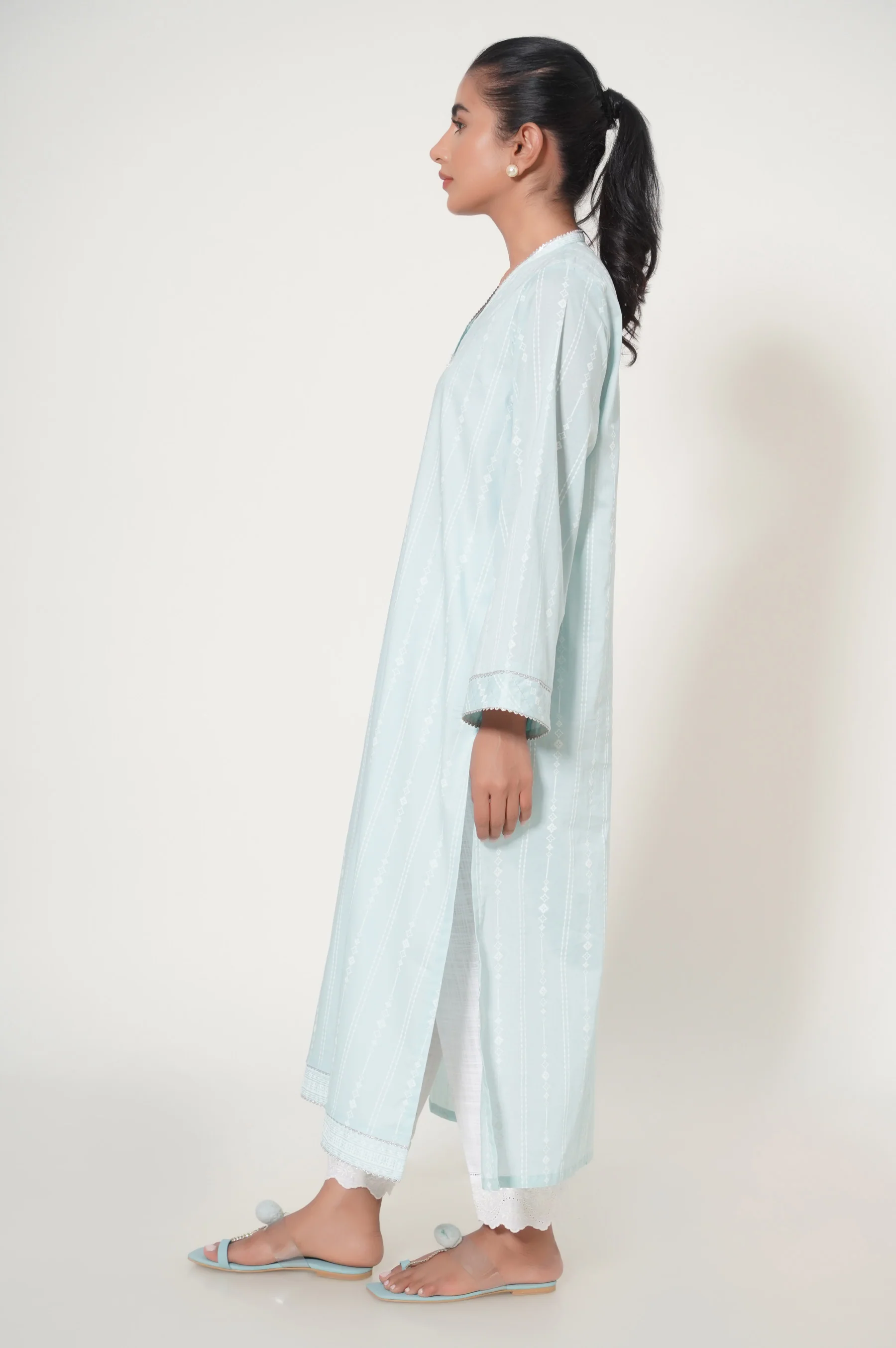Stitched 1 Piece Puff Printed Cambric Shirt - Image 4