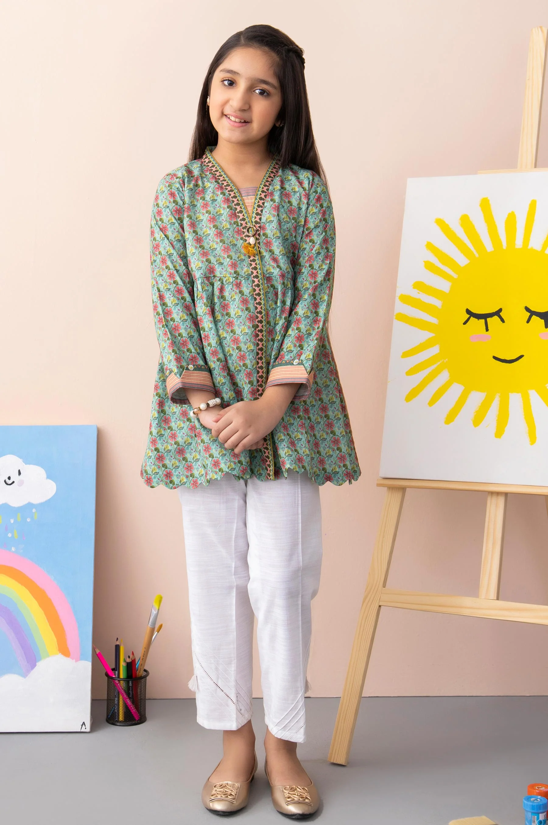 Stitched 1 Piece Printed Cambric Junior Shirt - Image 2