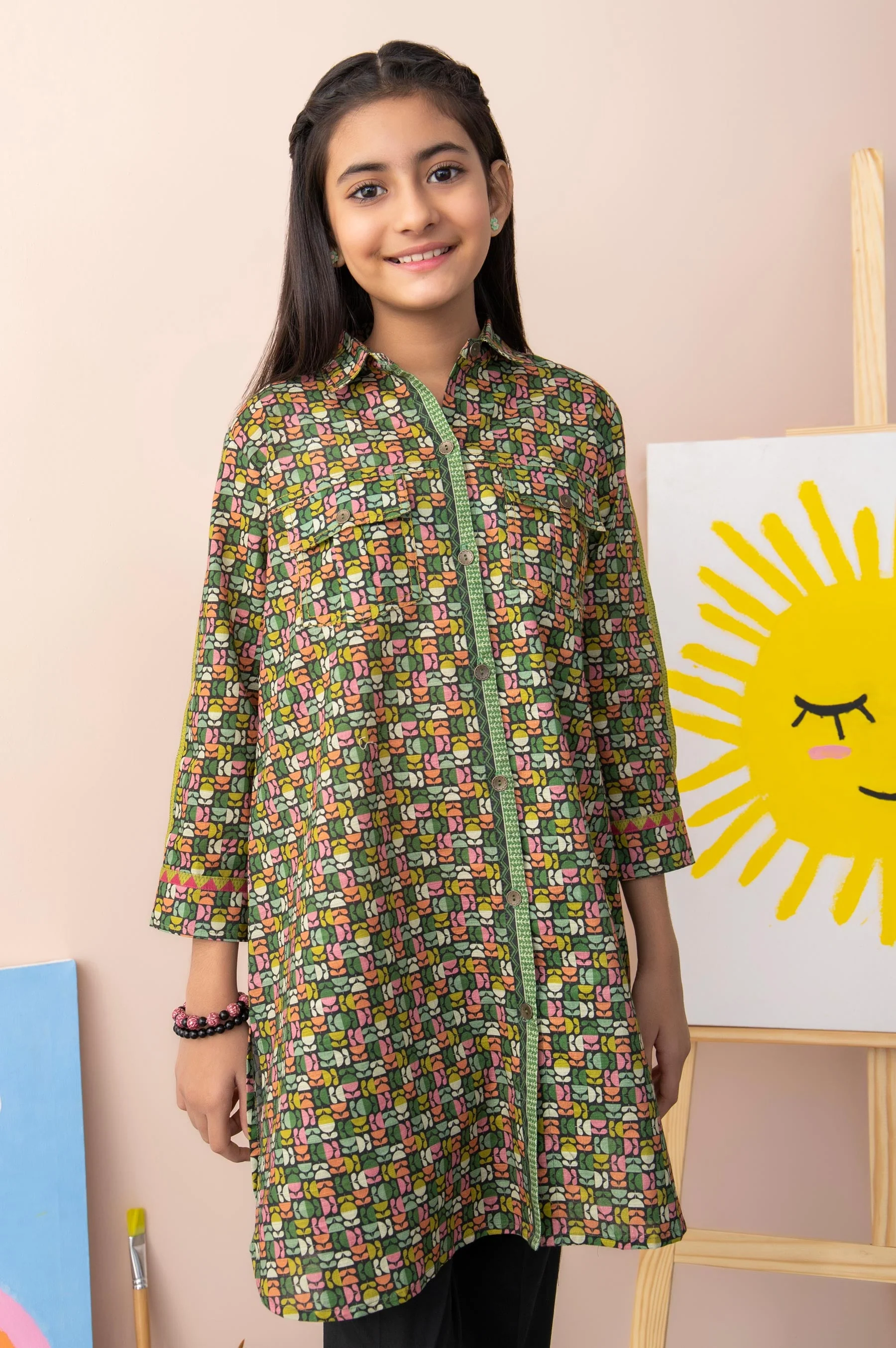 Stitched 1 Piece Printed Cambric Junior Shirt - Image 3
