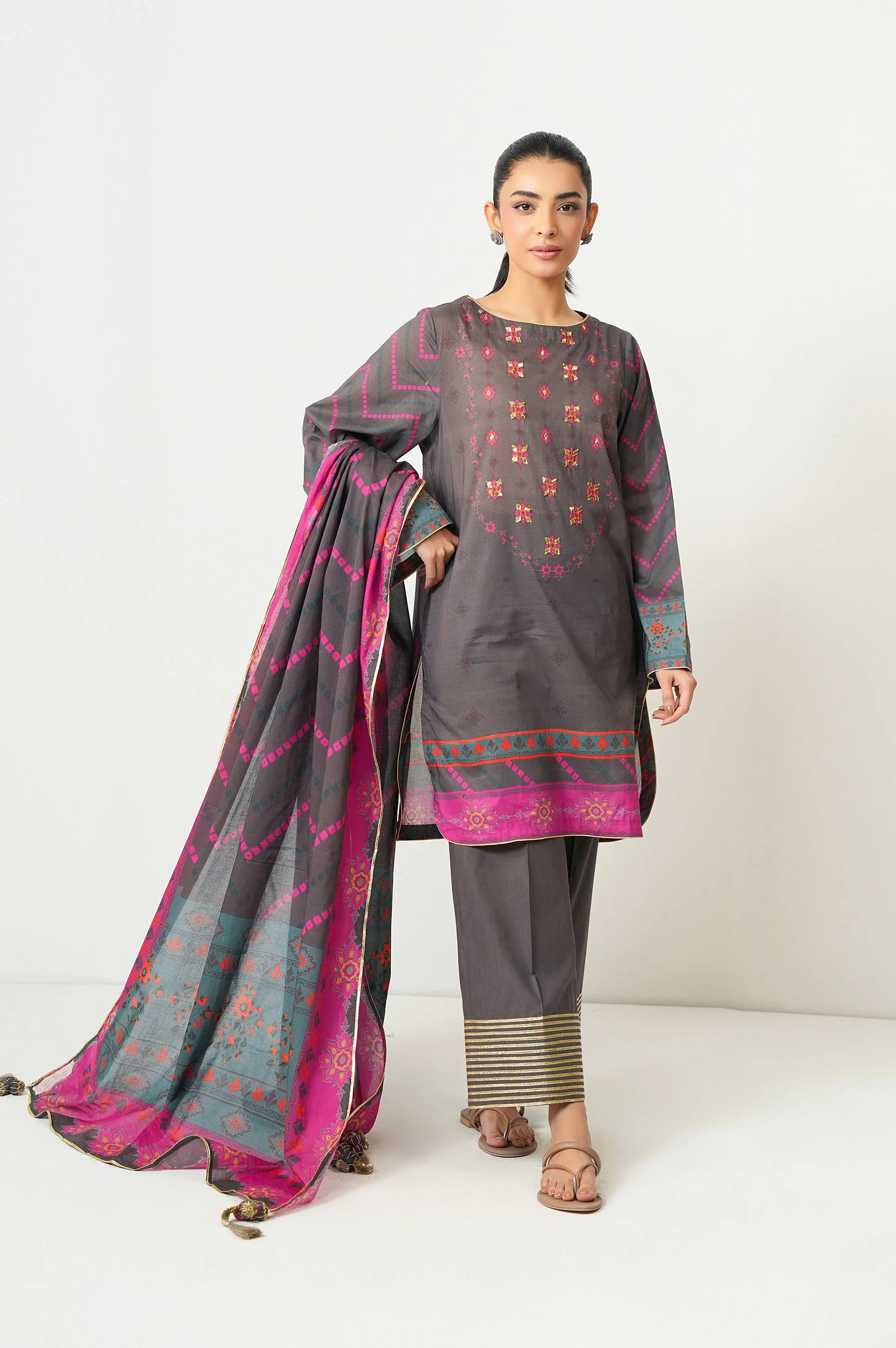 Stitched 3 Piece Digital Printed Lawn Suit - Image 3