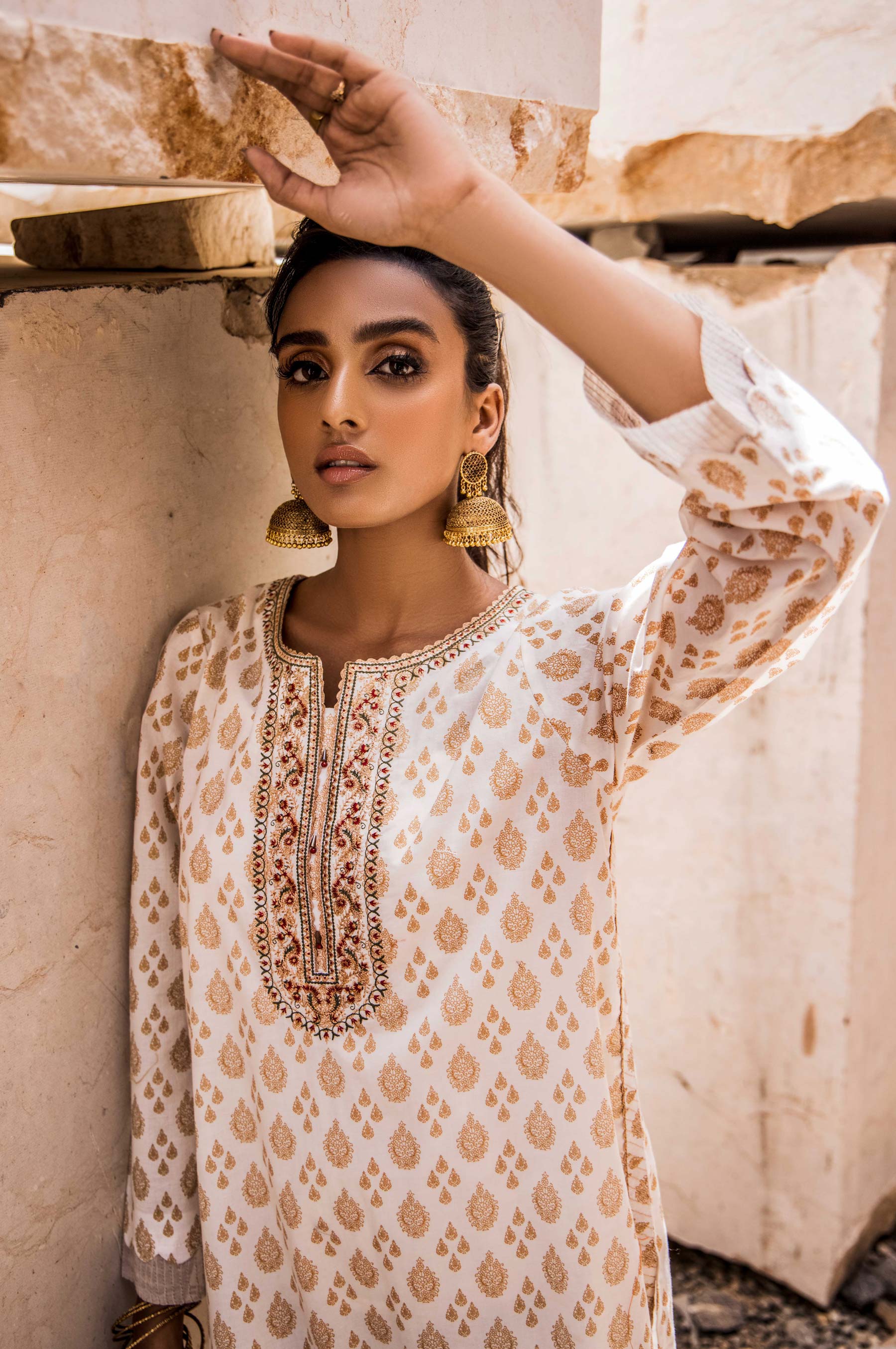 Stitched 1 Piece Printed Gold Paste Cambric Shirt - Image 4