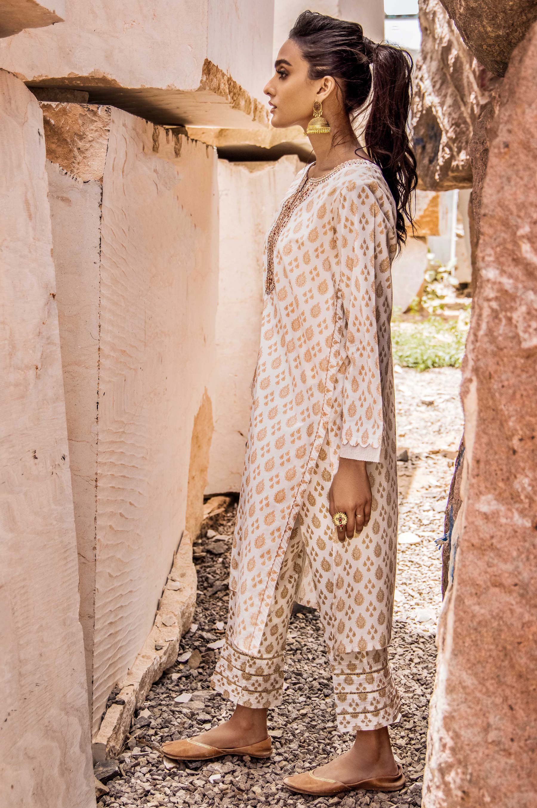 Stitched 1 Piece Printed Gold Paste Cambric Shirt - Image 5