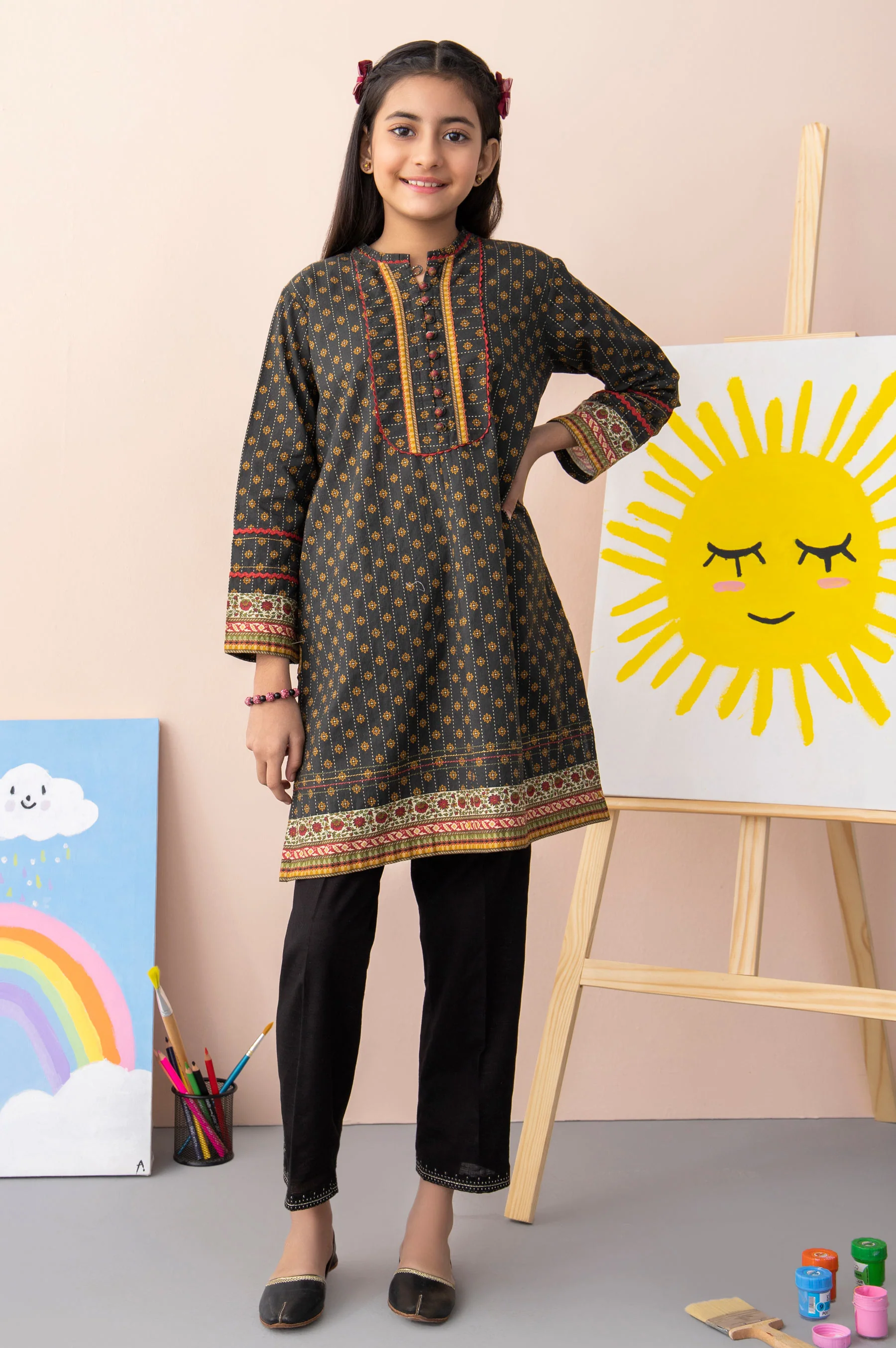 Stitched 1 Piece Printed Khaddar Junior Shirt - Image 2