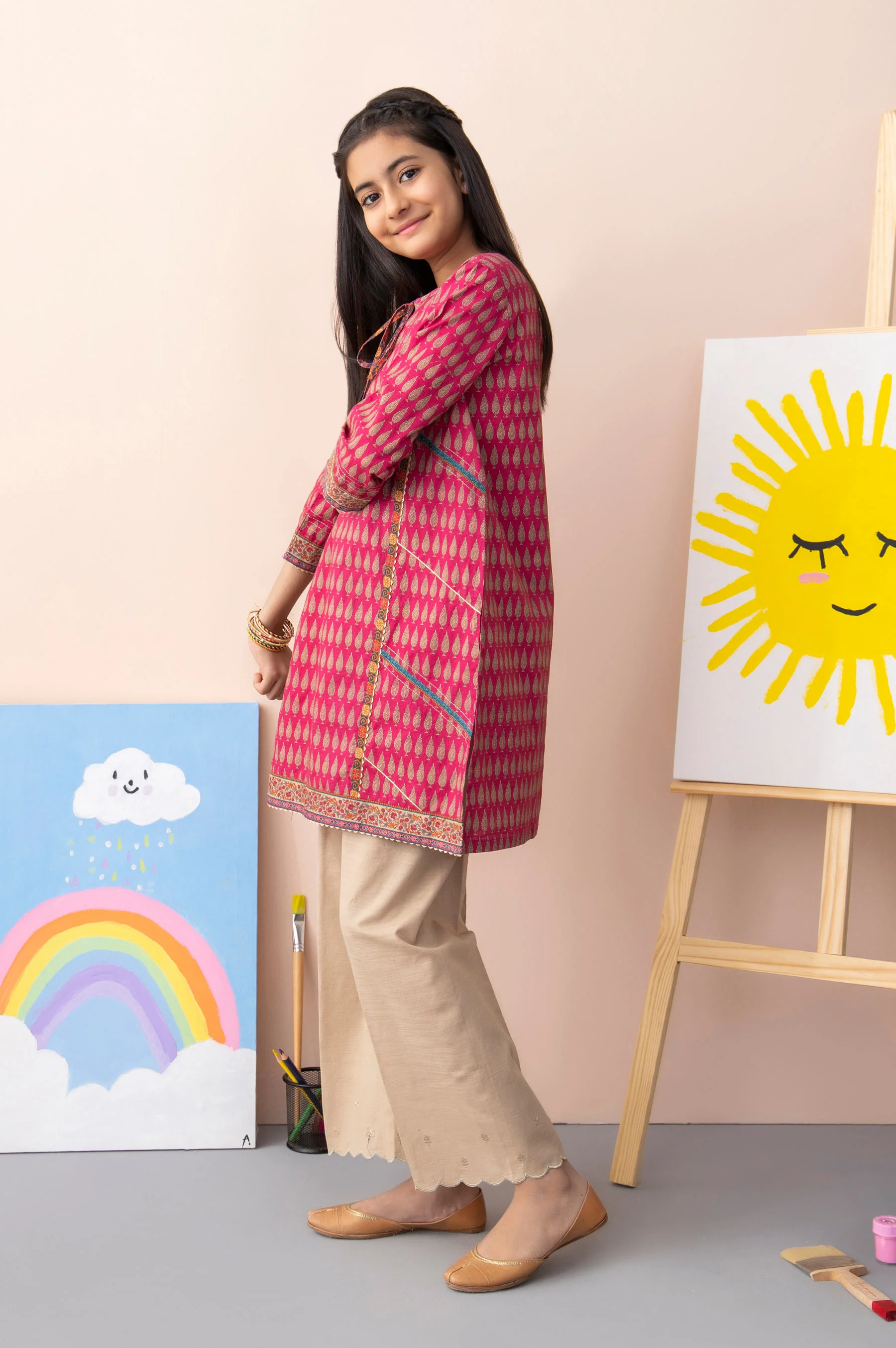 Stitched 1 Piece Printed Khaddar Junior Shirt - Image 4