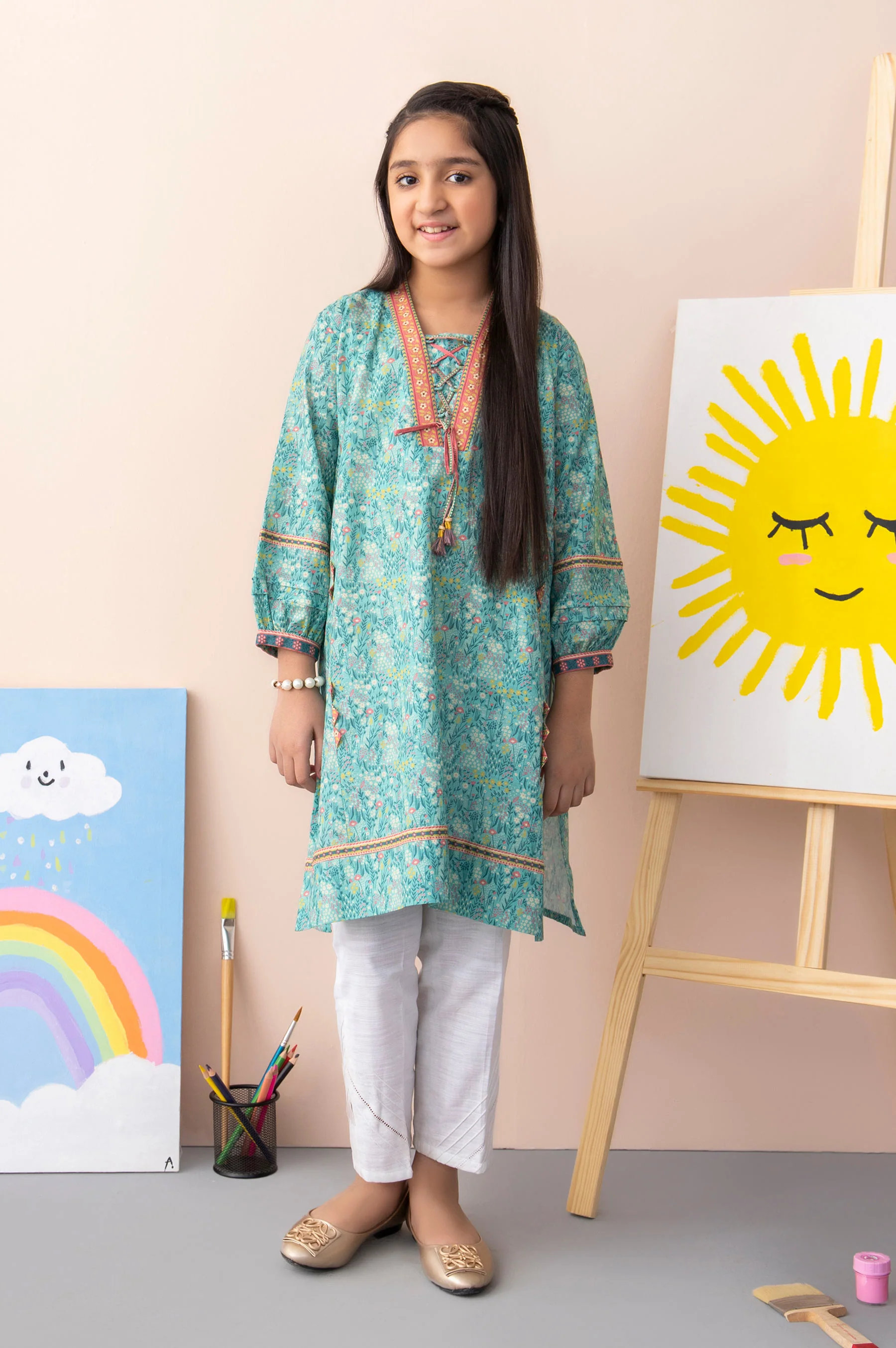 Stitched 1 Piece Printed Khaddar Junior Shirt - Image 2