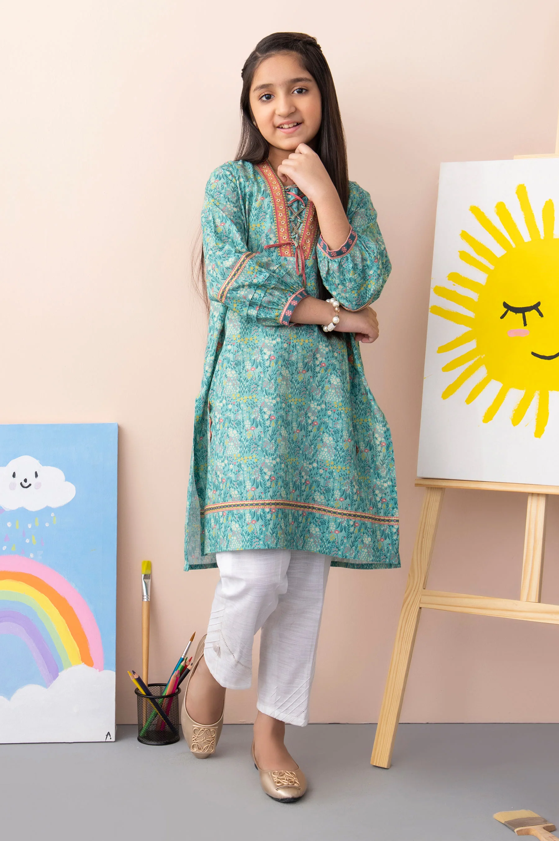 Stitched 1 Piece Printed Khaddar Junior Shirt - Image 4