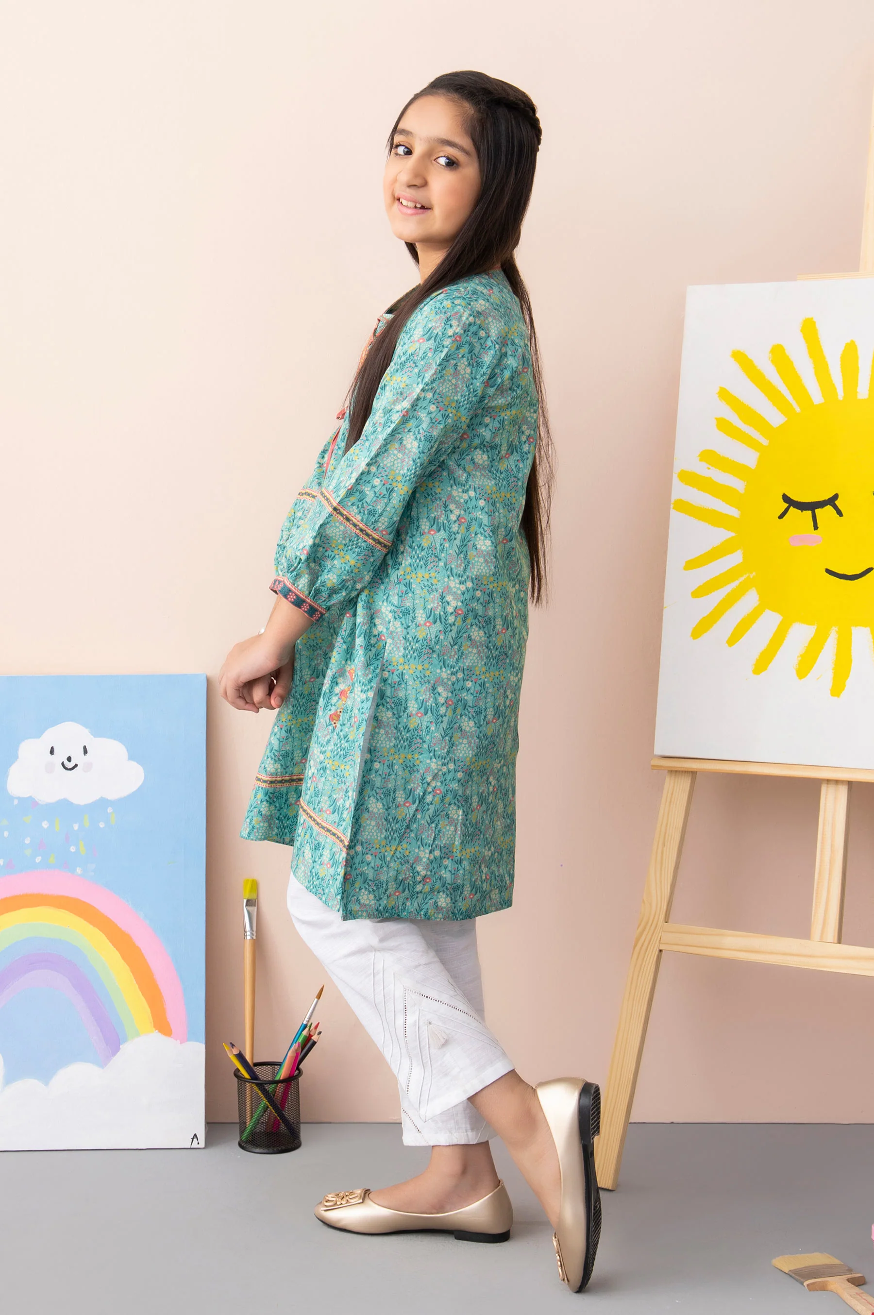 Stitched 1 Piece Printed Khaddar Junior Shirt - Image 5