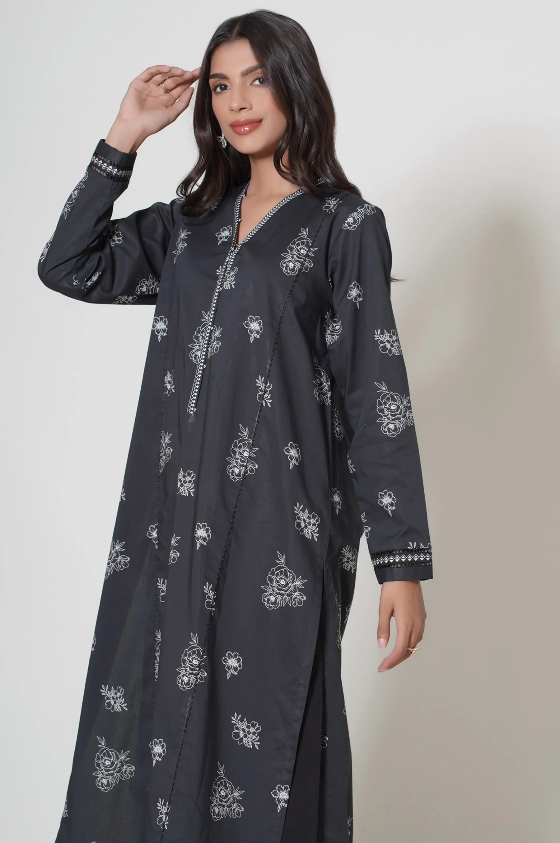 Stitched 1 Piece Puff Printed Cambric Shirt - Image 2