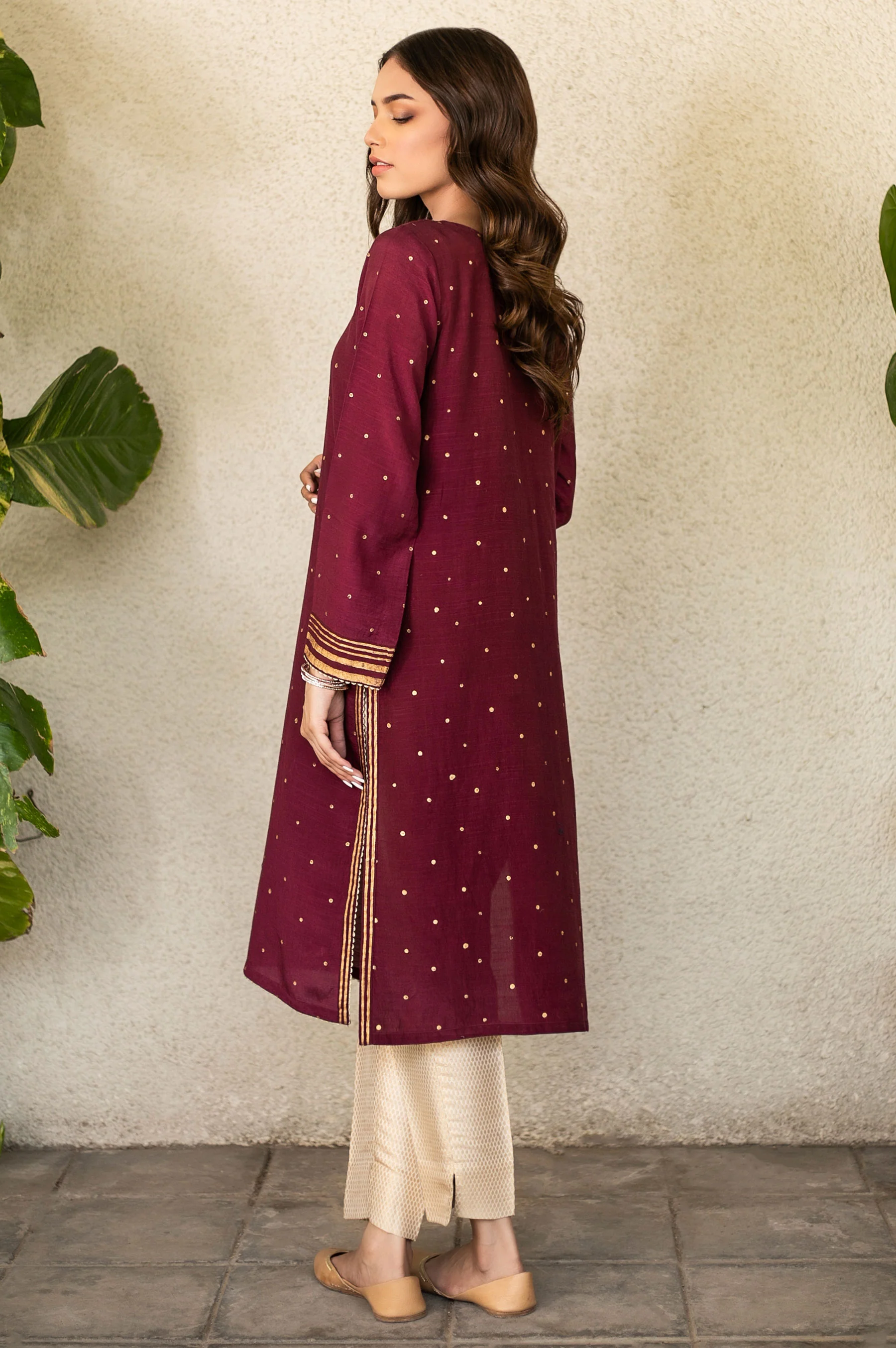Stitched 1 Piece Raw Silk Embroidered Shirt - Image 2