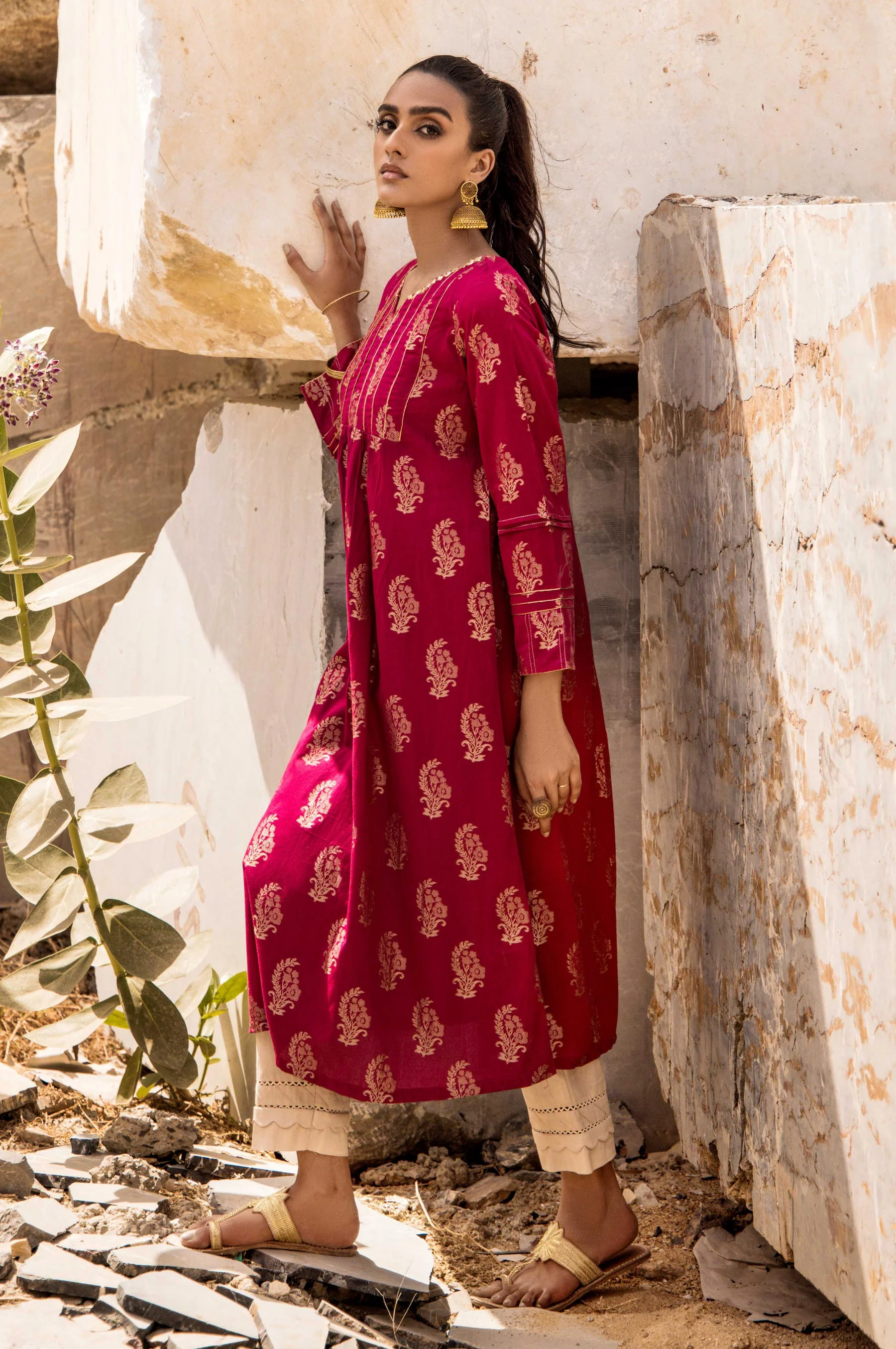 Stitched 1 Piece Satin Jacquard Shirt - Image 2