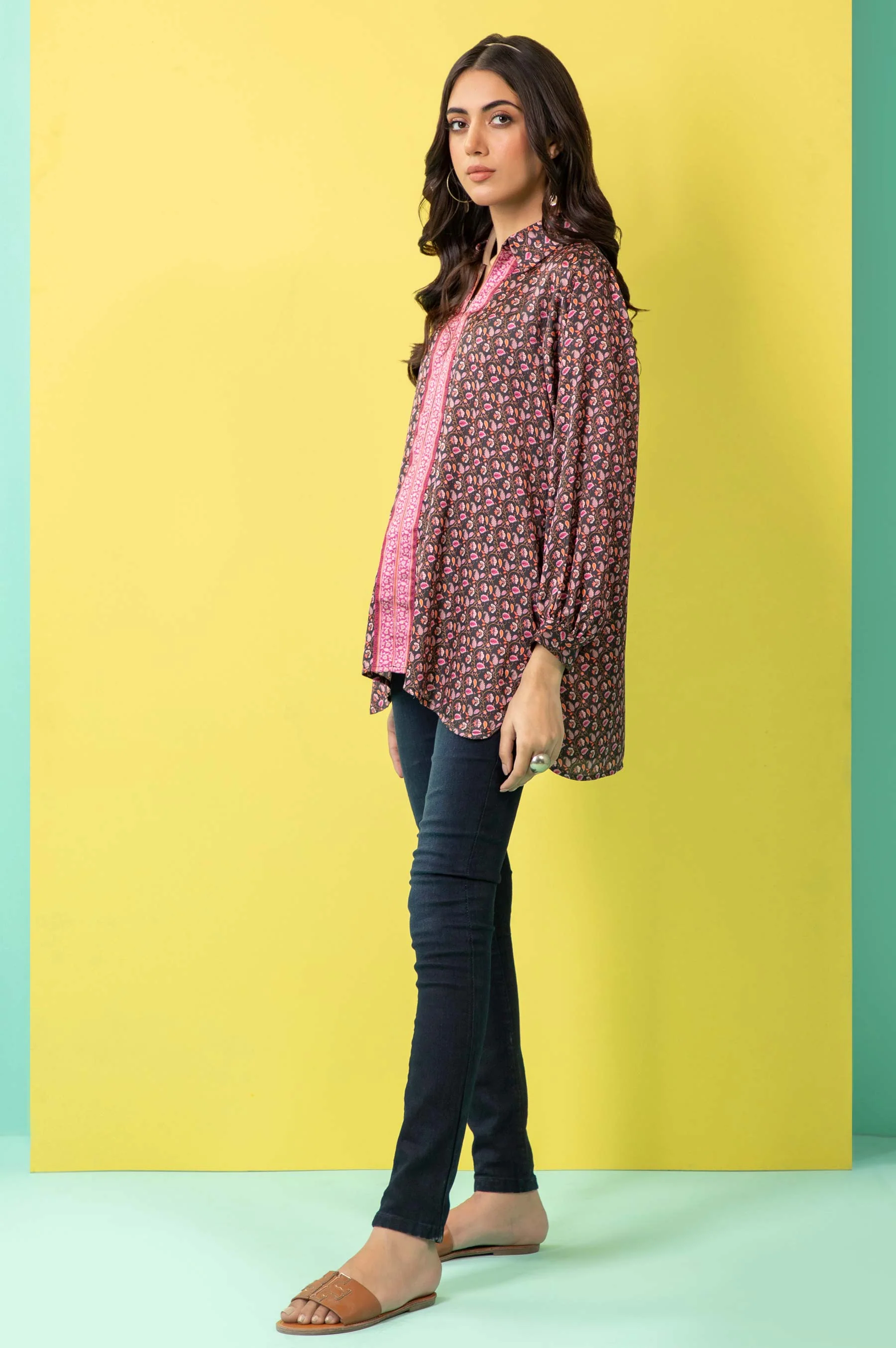 Stitched 1 Piece Embellished Silk Shirt - Image 6