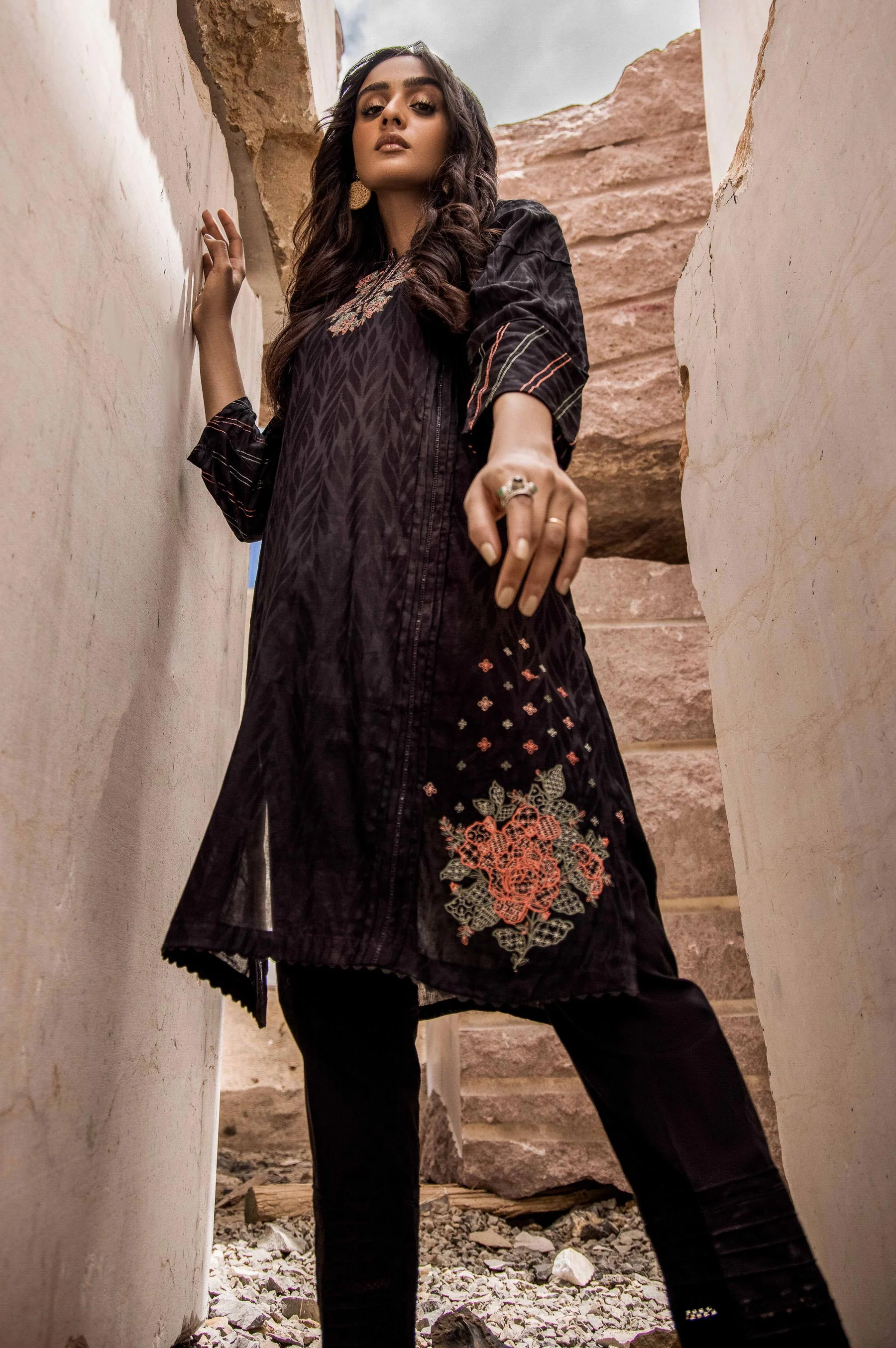 Stitched 1 Piece Embroidered Jacquard Shirt - Image 3