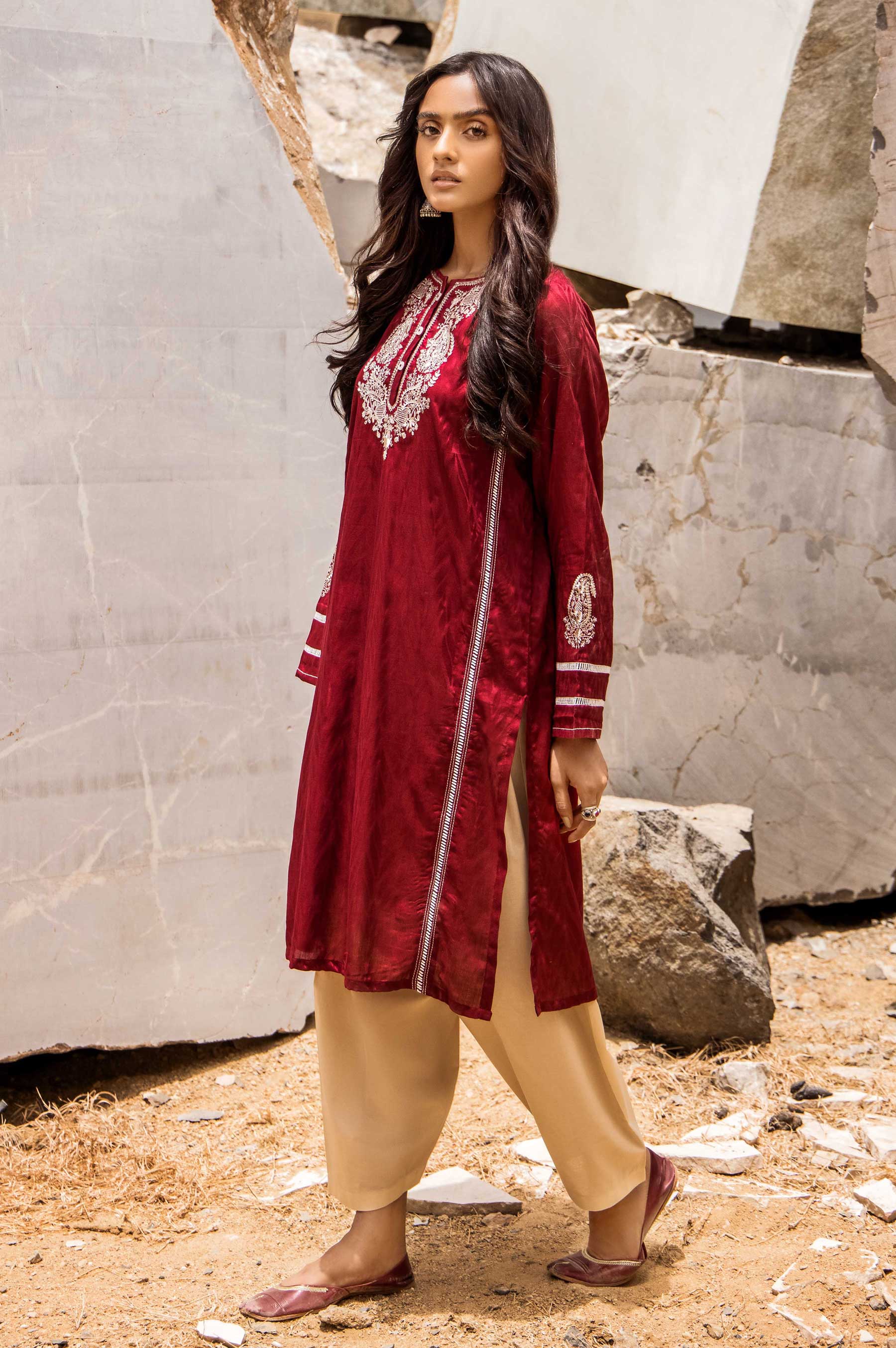 Stitched 1 Piece Embroidered Jacquard Shirt - Image 3