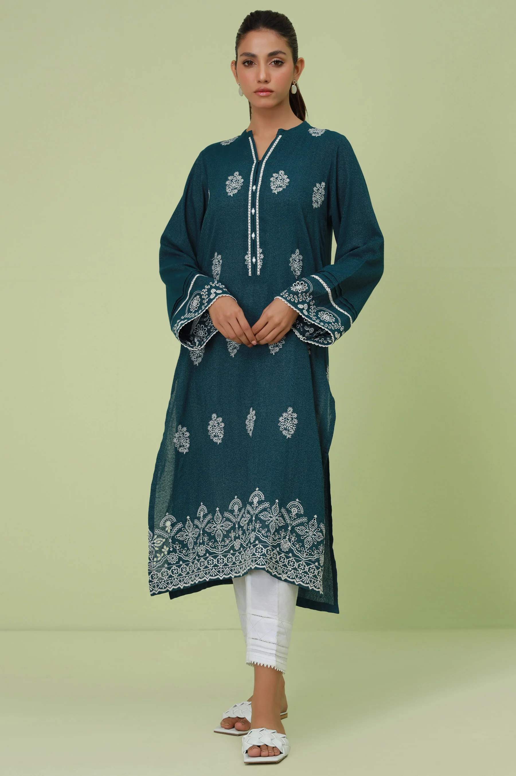 Stitched 1 Piece Textured Lawn Chikankari Embroidered Shirt - Image 2