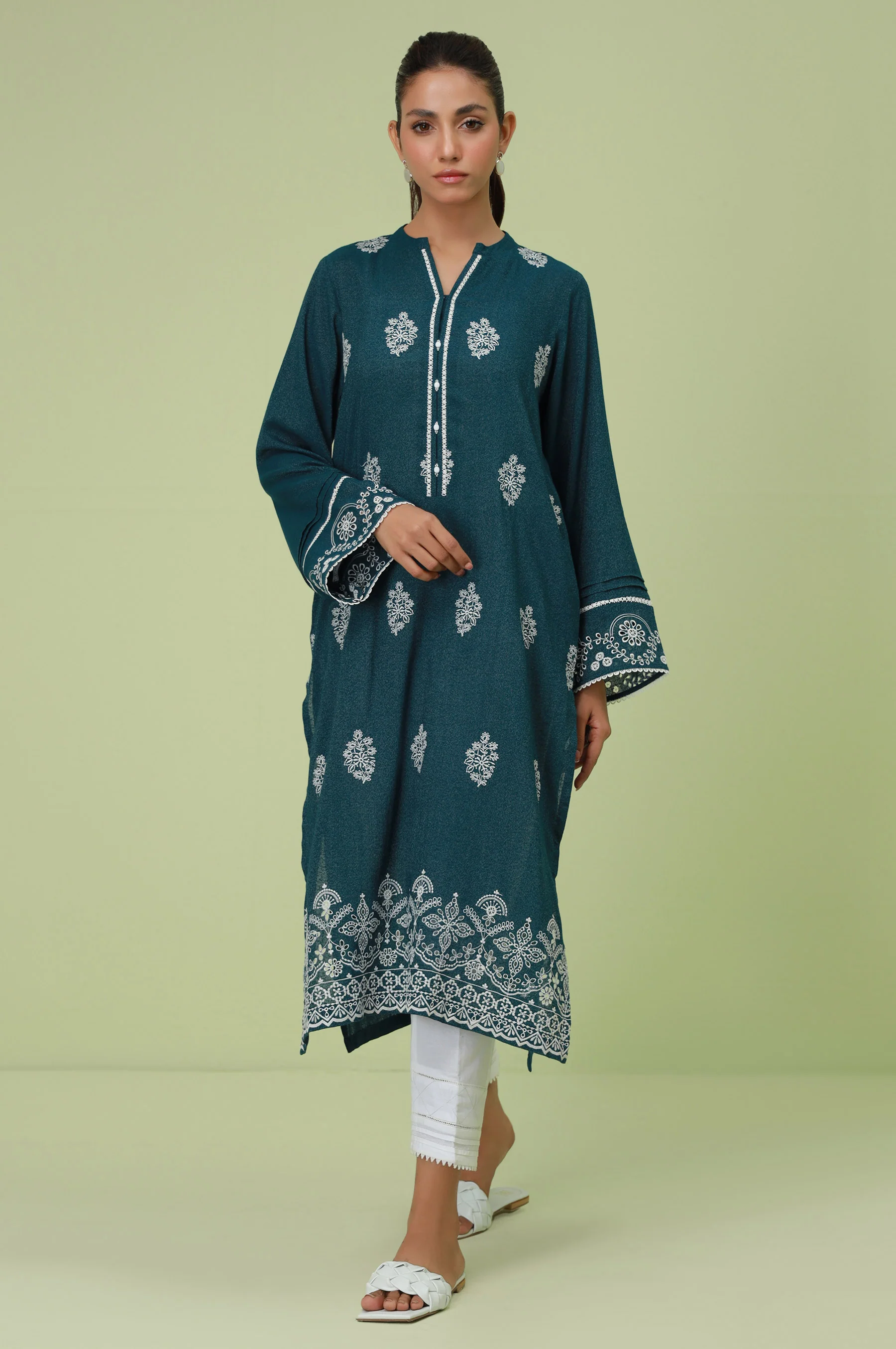 Stitched 1 Piece Textured Lawn Chikankari Embroidered Shirt - Image 5