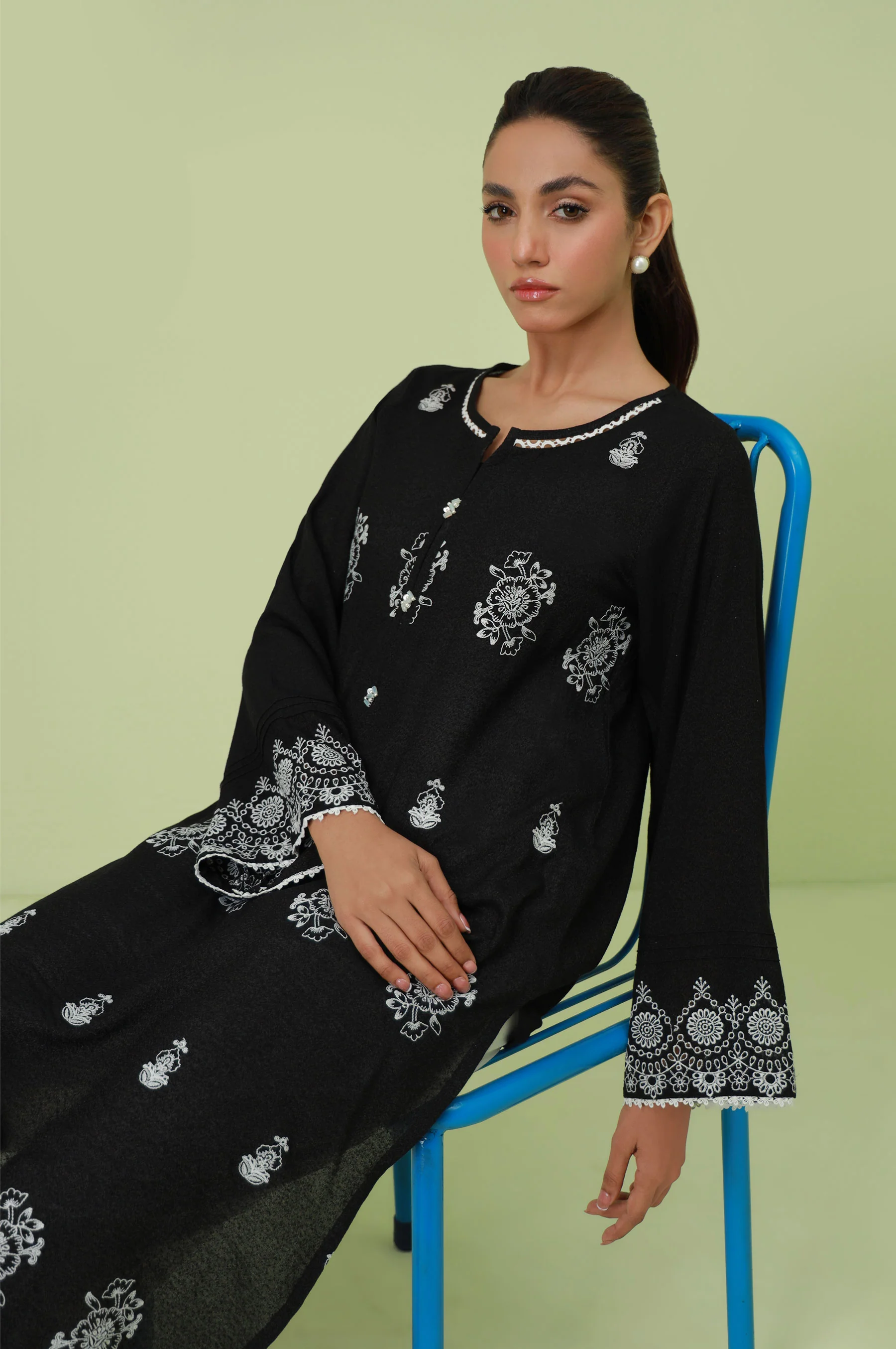 Stitched 1 Piece Textured Lawn Chikankari Embroidered Shirt - Image 3