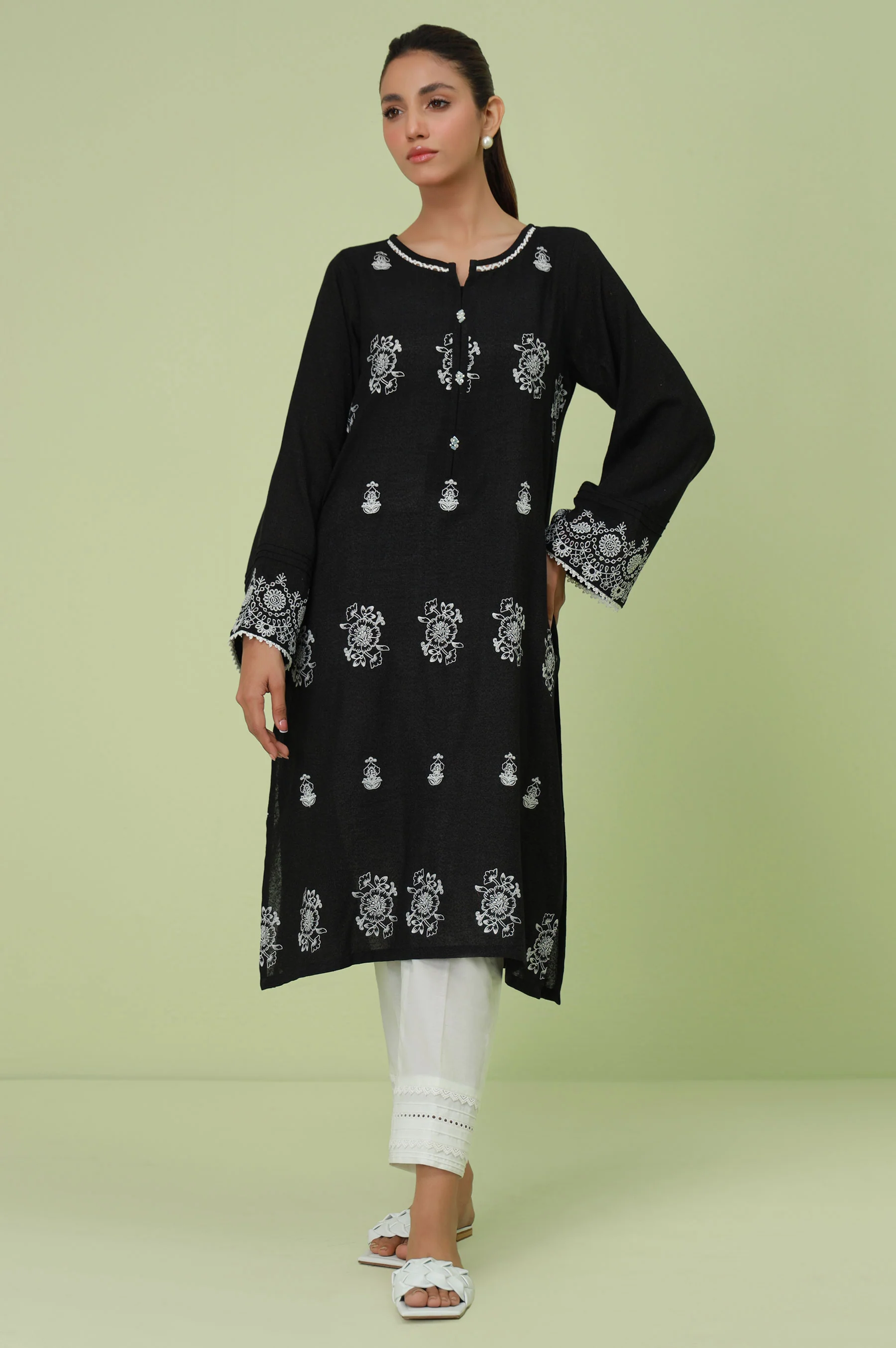 Stitched 1 Piece Textured Lawn Chikankari Embroidered Shirt - Image 4