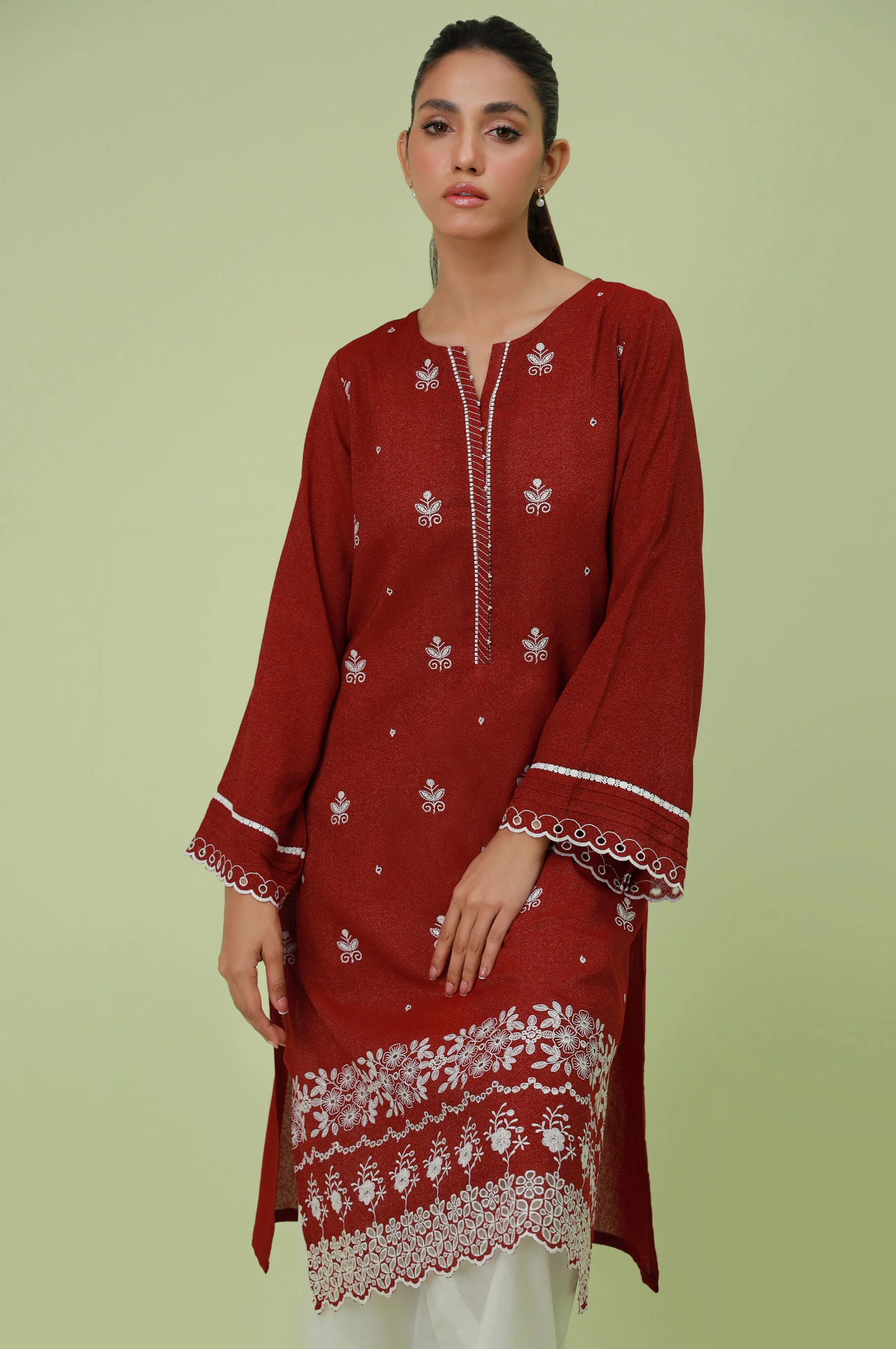 Stitched 1 Piece Textured Lawn Chikankari Embroidered Shirt - Image 2