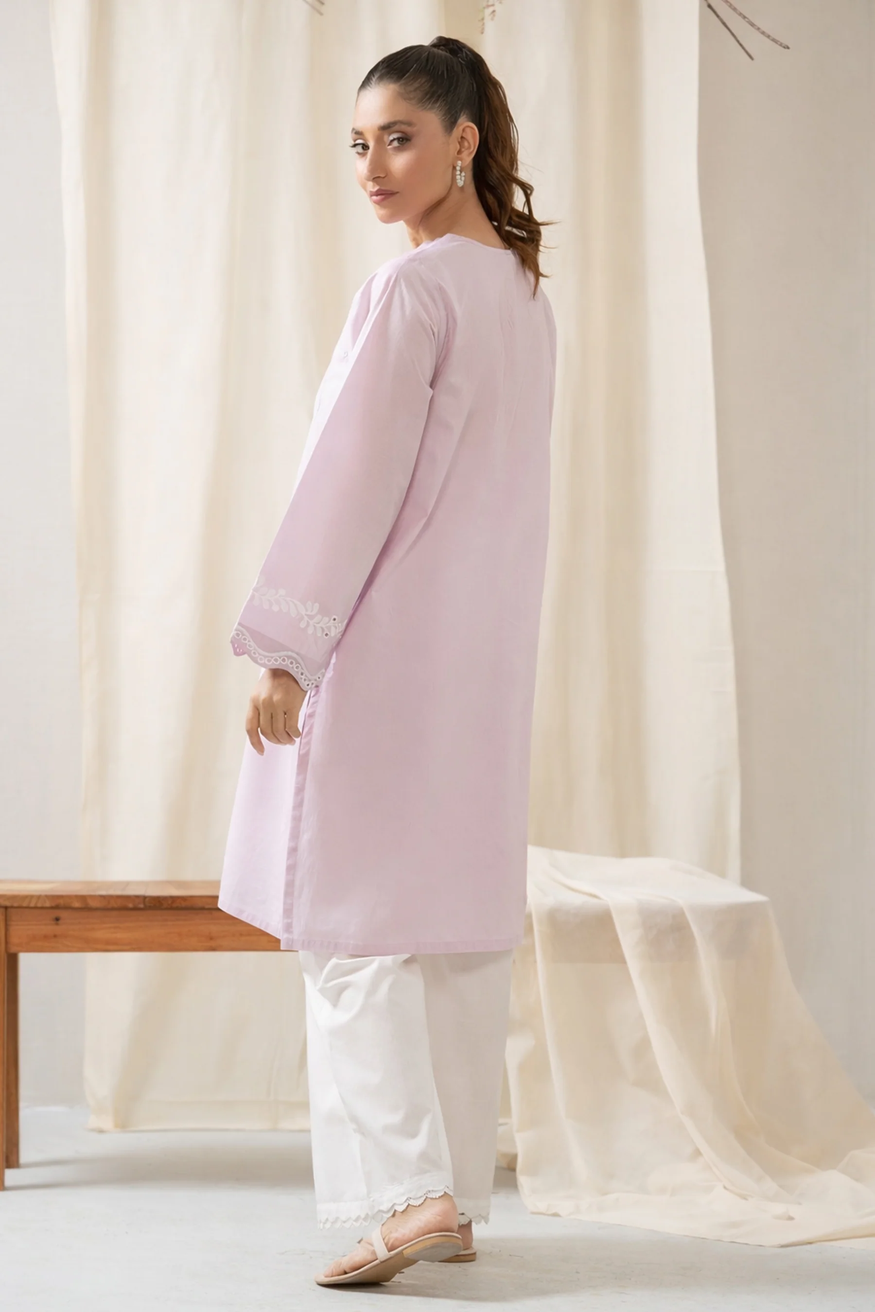 DYED CHIKANKARI LAWN SHIRT - Image 3