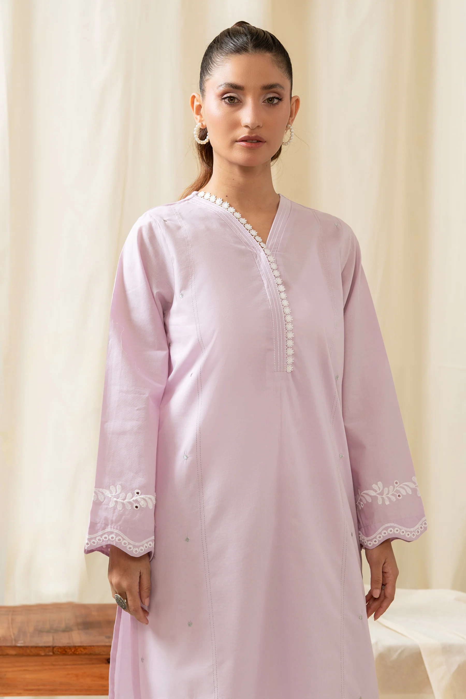 DYED CHIKANKARI LAWN SHIRT - Image 4