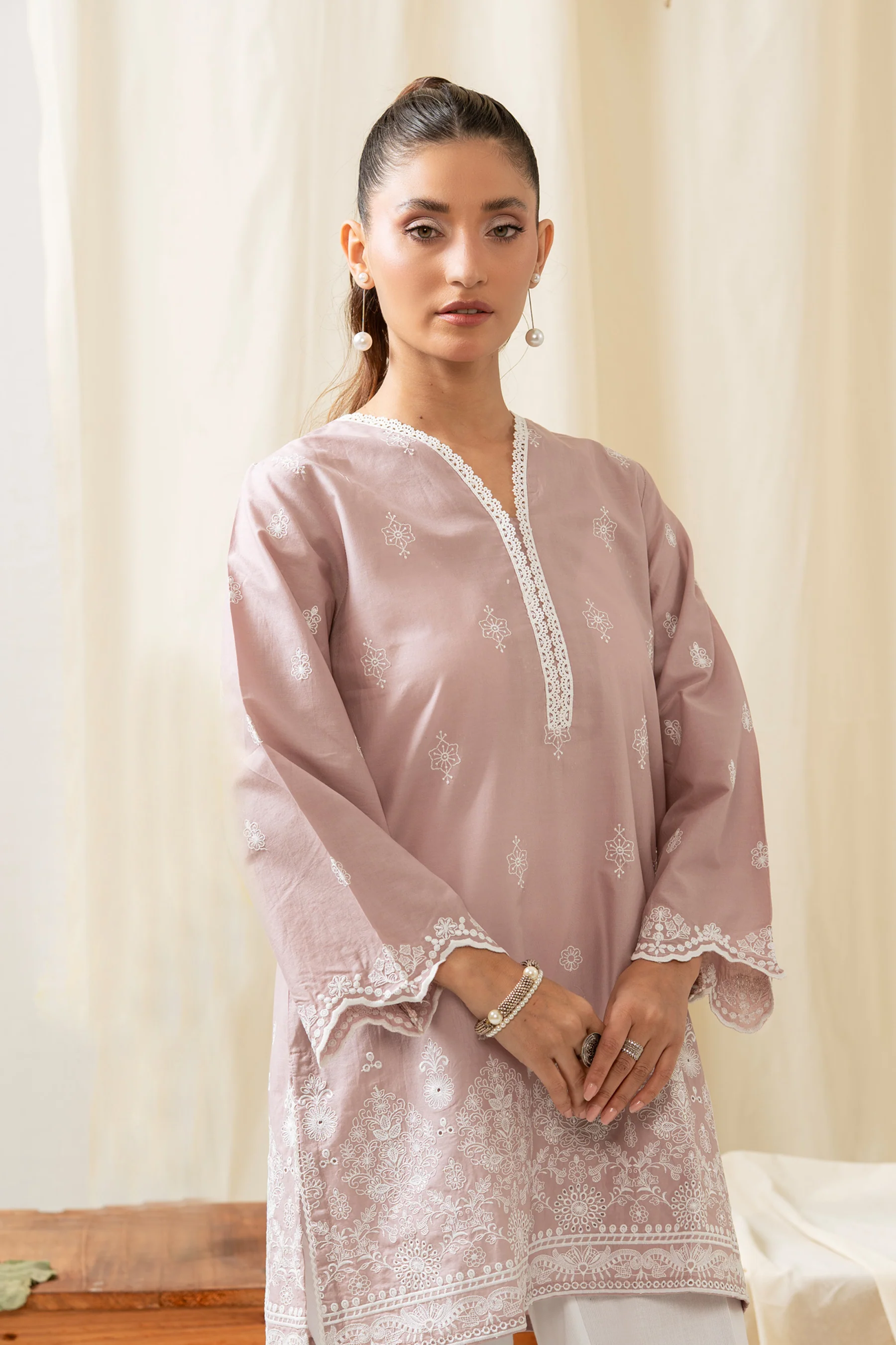 DYED CHIKANKARI LAWN SHIRT - Image 6