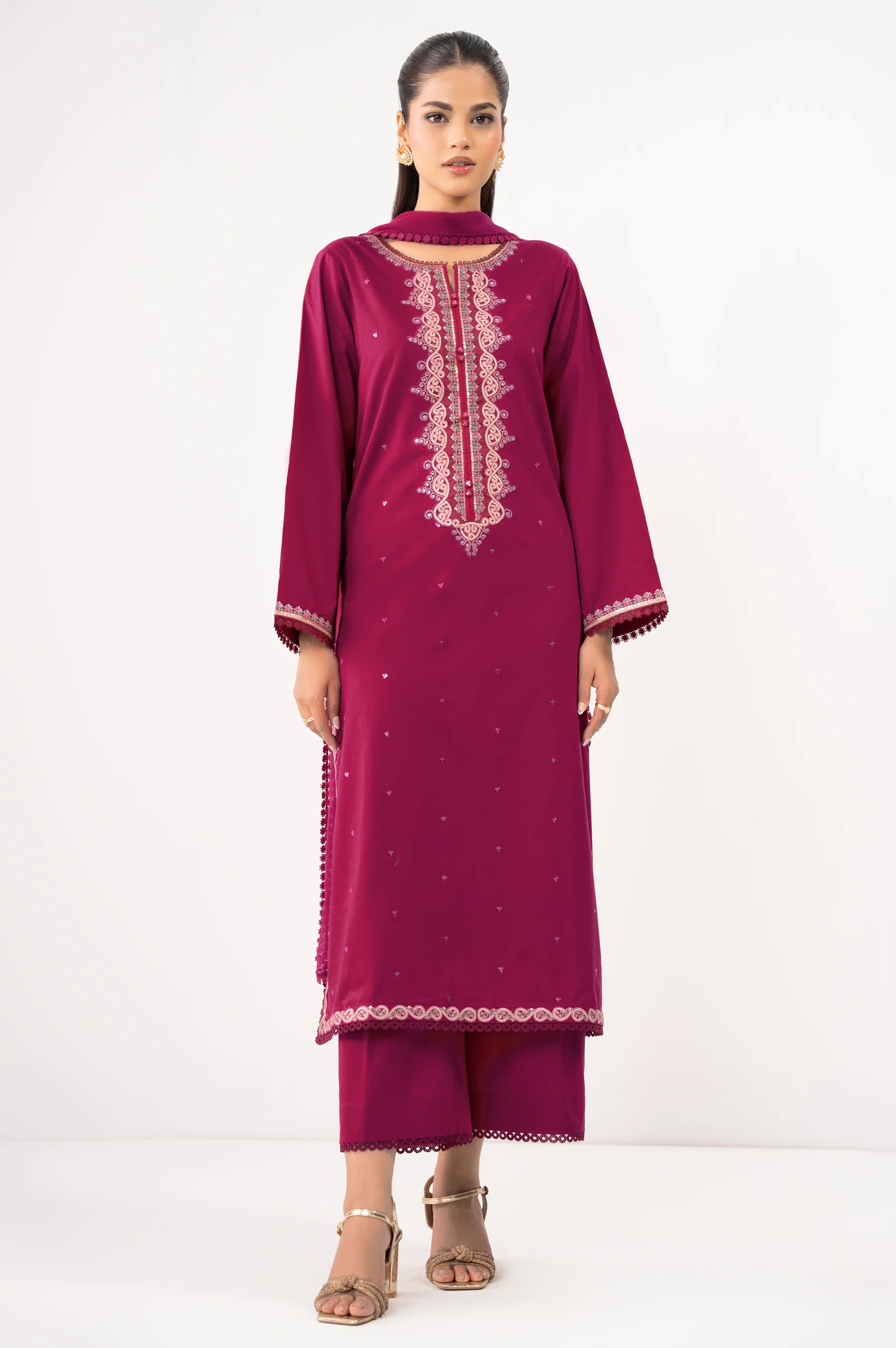 EMBROIDERED CAMBRIC STITCHED SHIRT