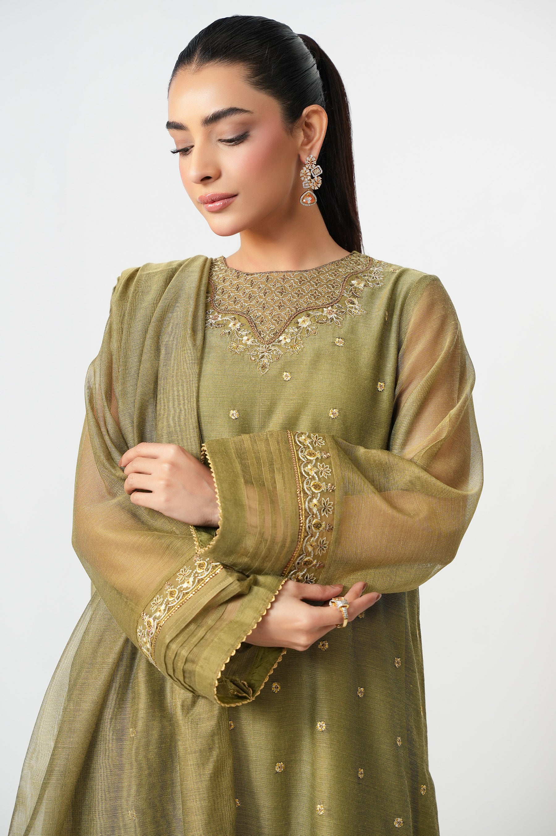 EMBROIDERED KHADDI NET STITCHED SHIRT - Image 2