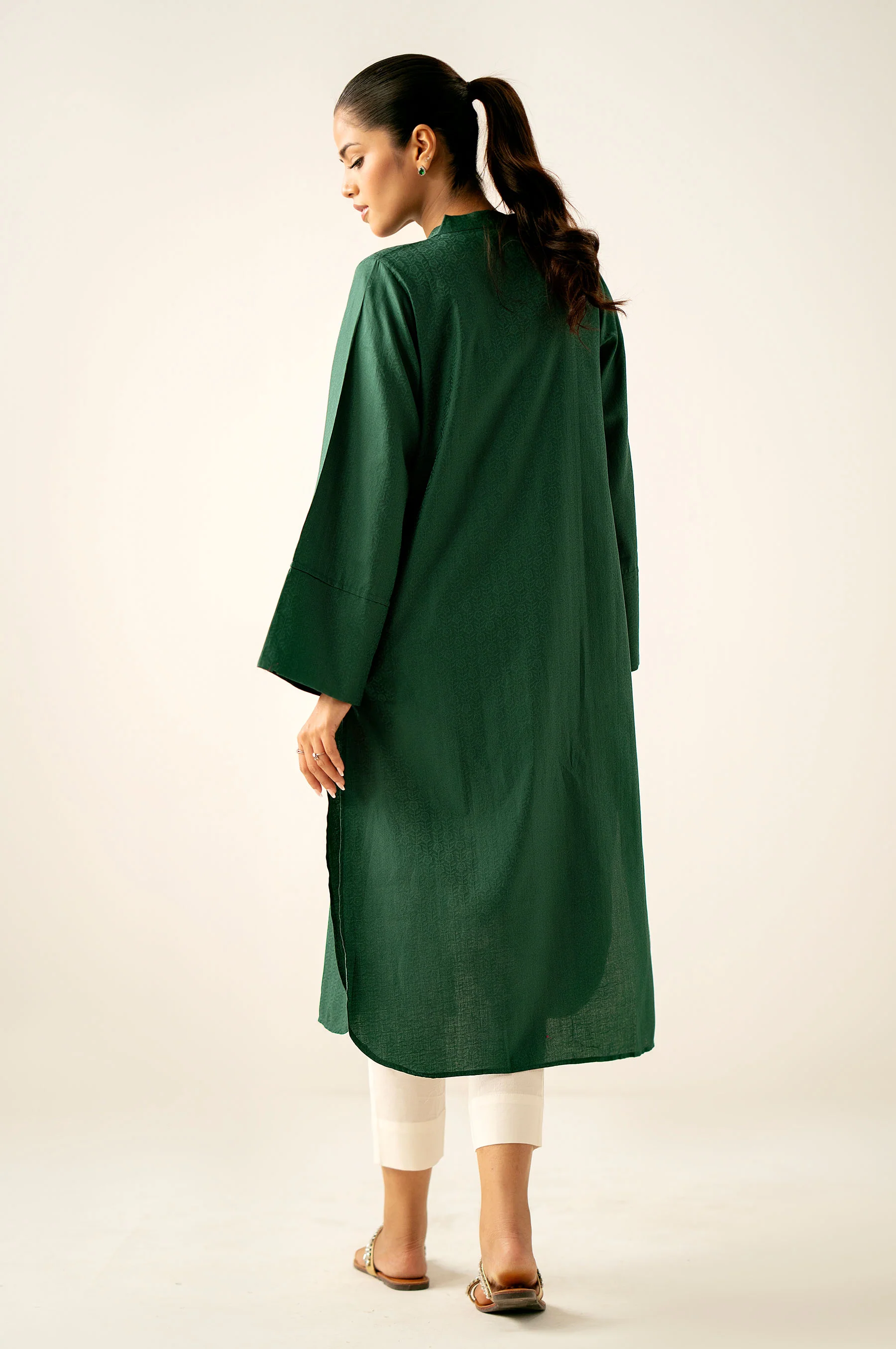 Stitched 1 Piece Stylized Satin Jacquard Shirt - Image 6